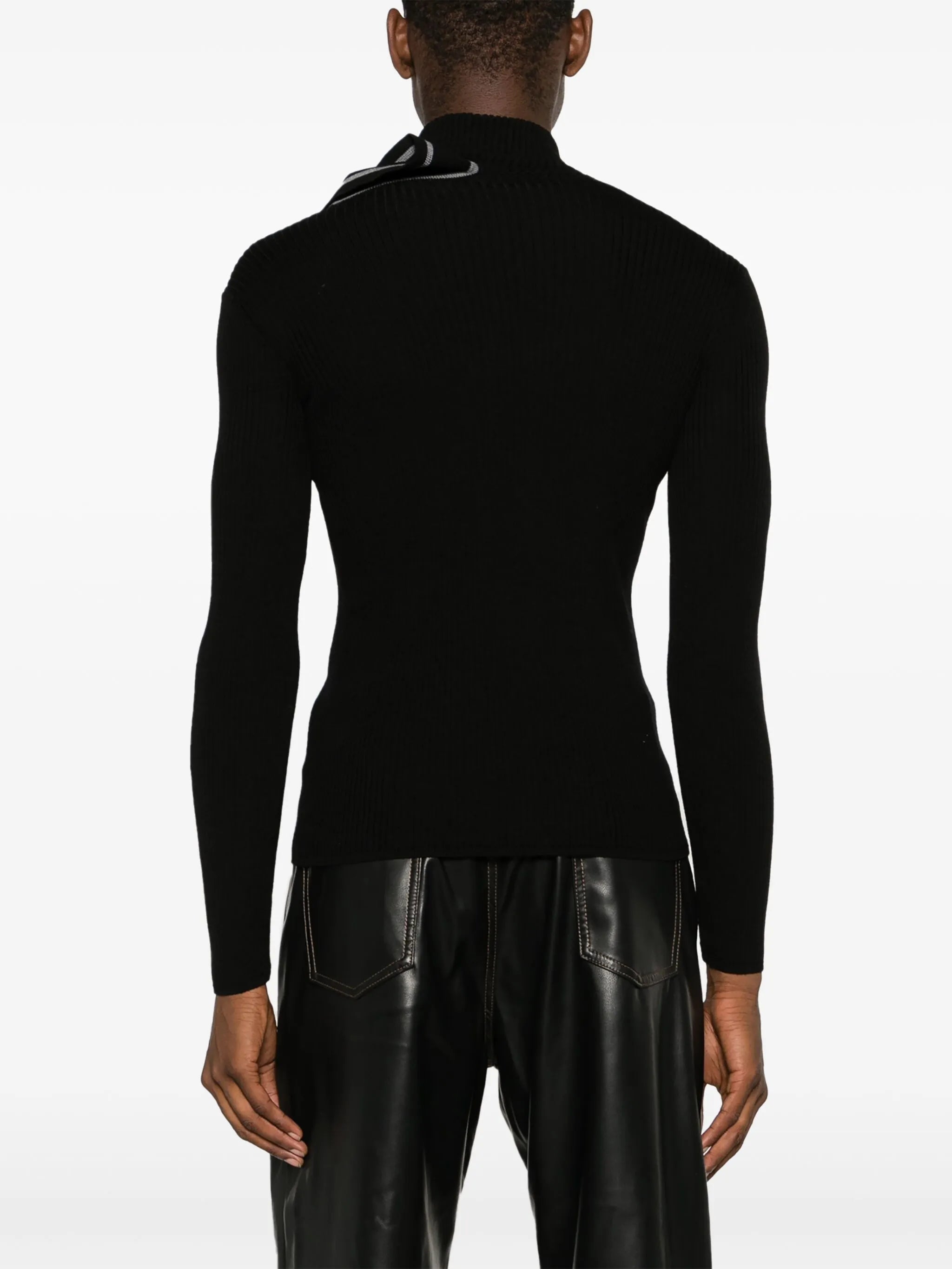 cut-out ribbed-knit sweatshirt