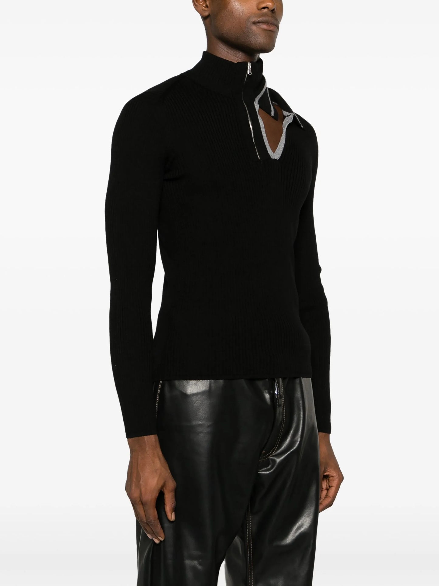 cut-out ribbed-knit sweatshirt