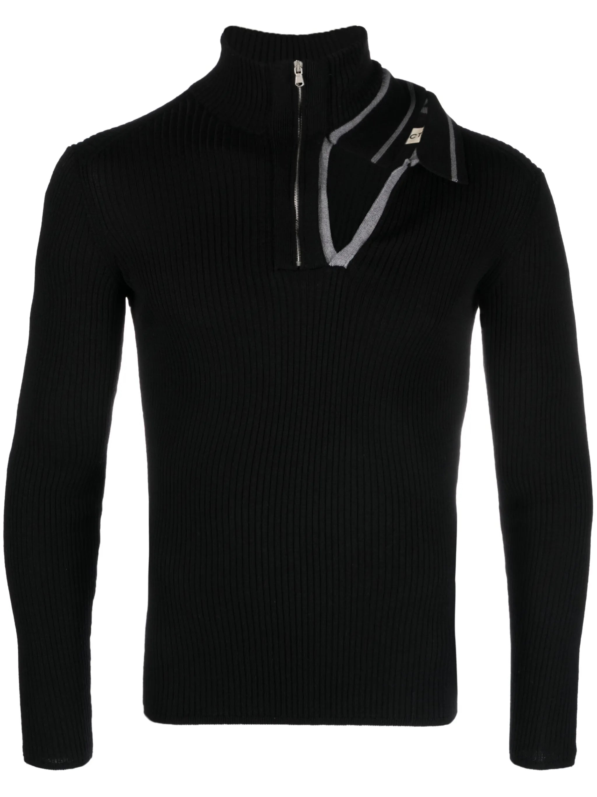 cut-out ribbed-knit sweatshirt