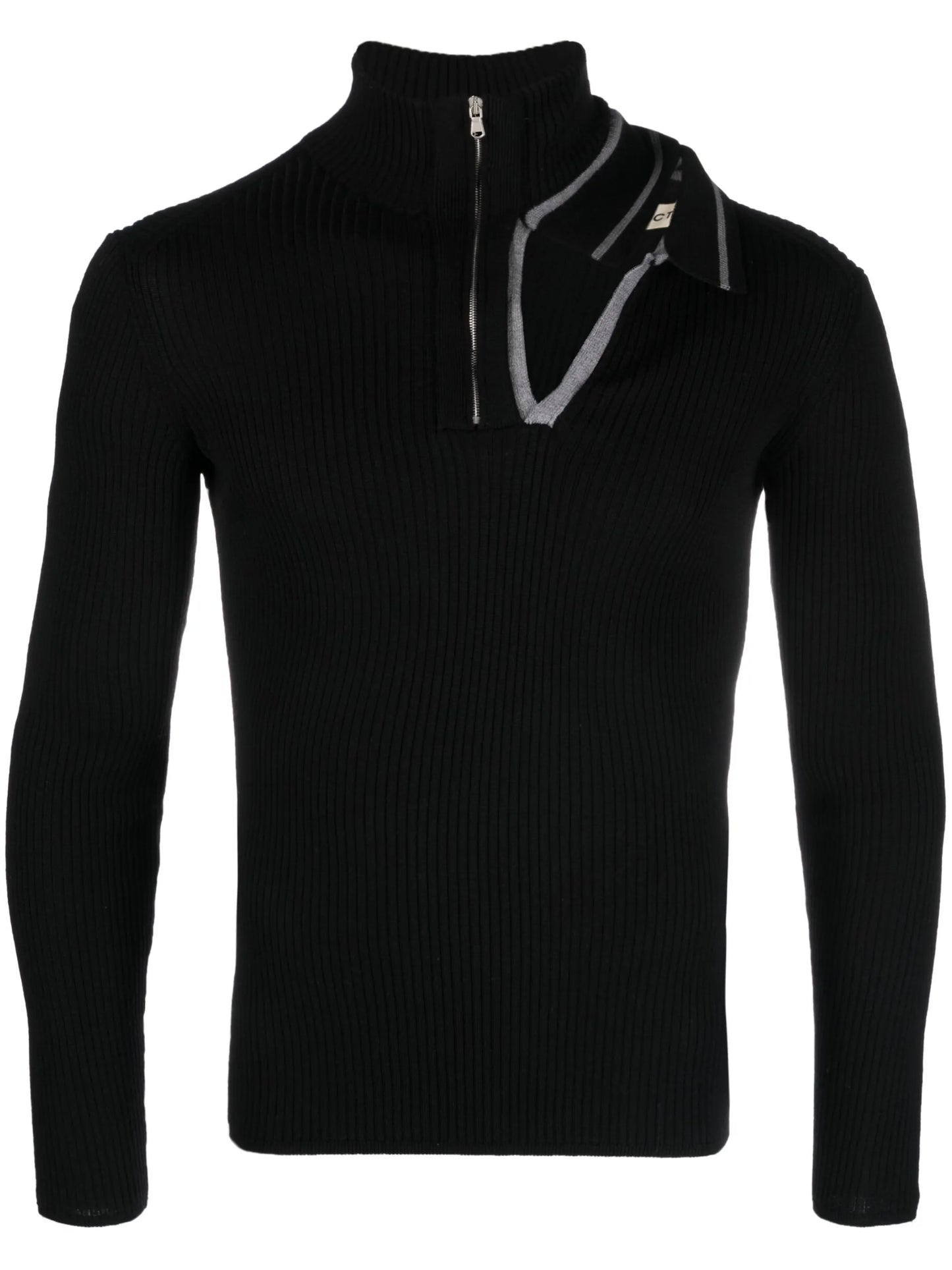 cut-out ribbed-knit sweatshirt