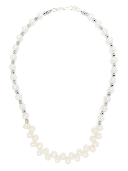hematite-beaded freshwater-pearl necklace