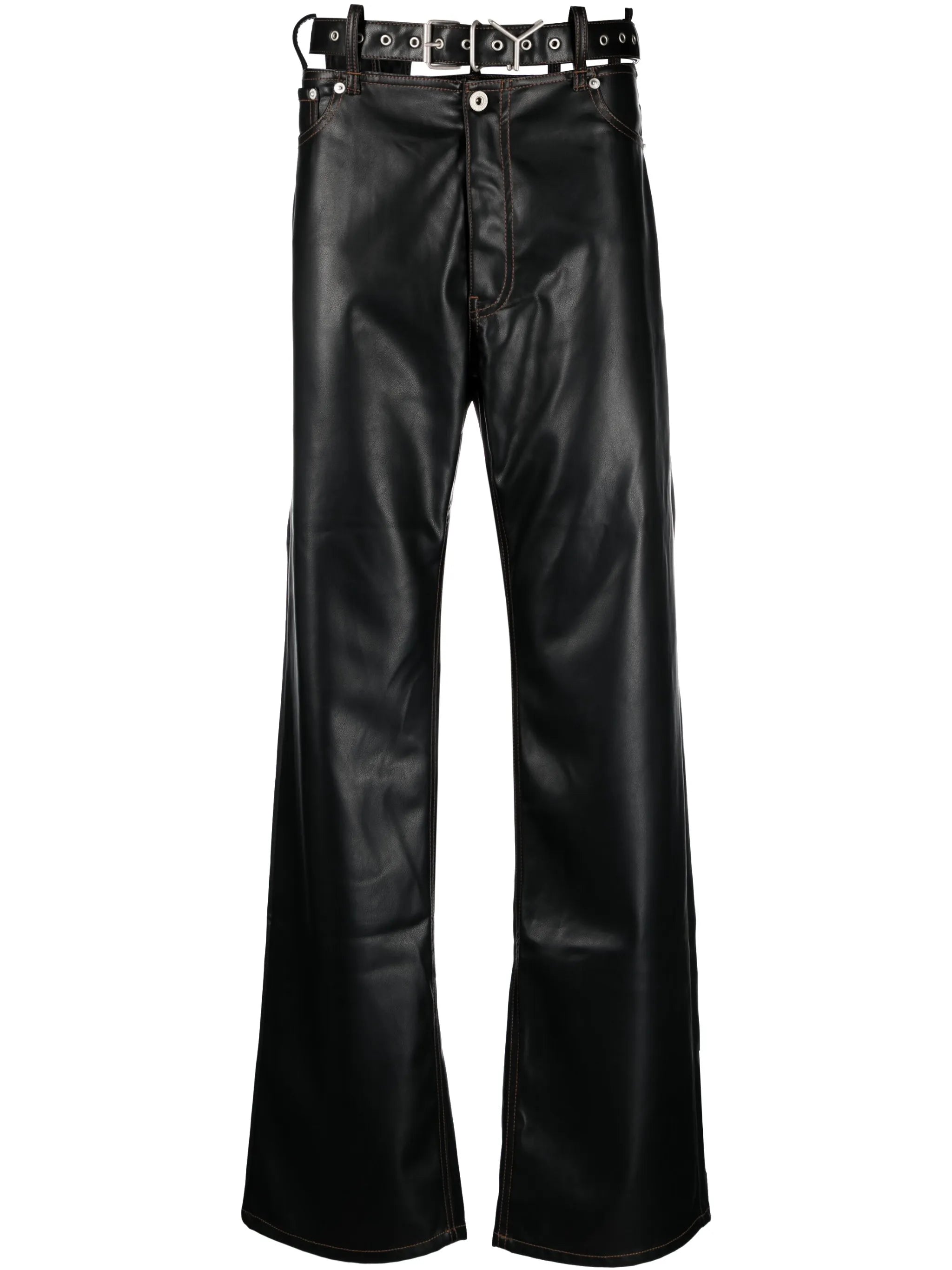 cut-out faux leather trousers