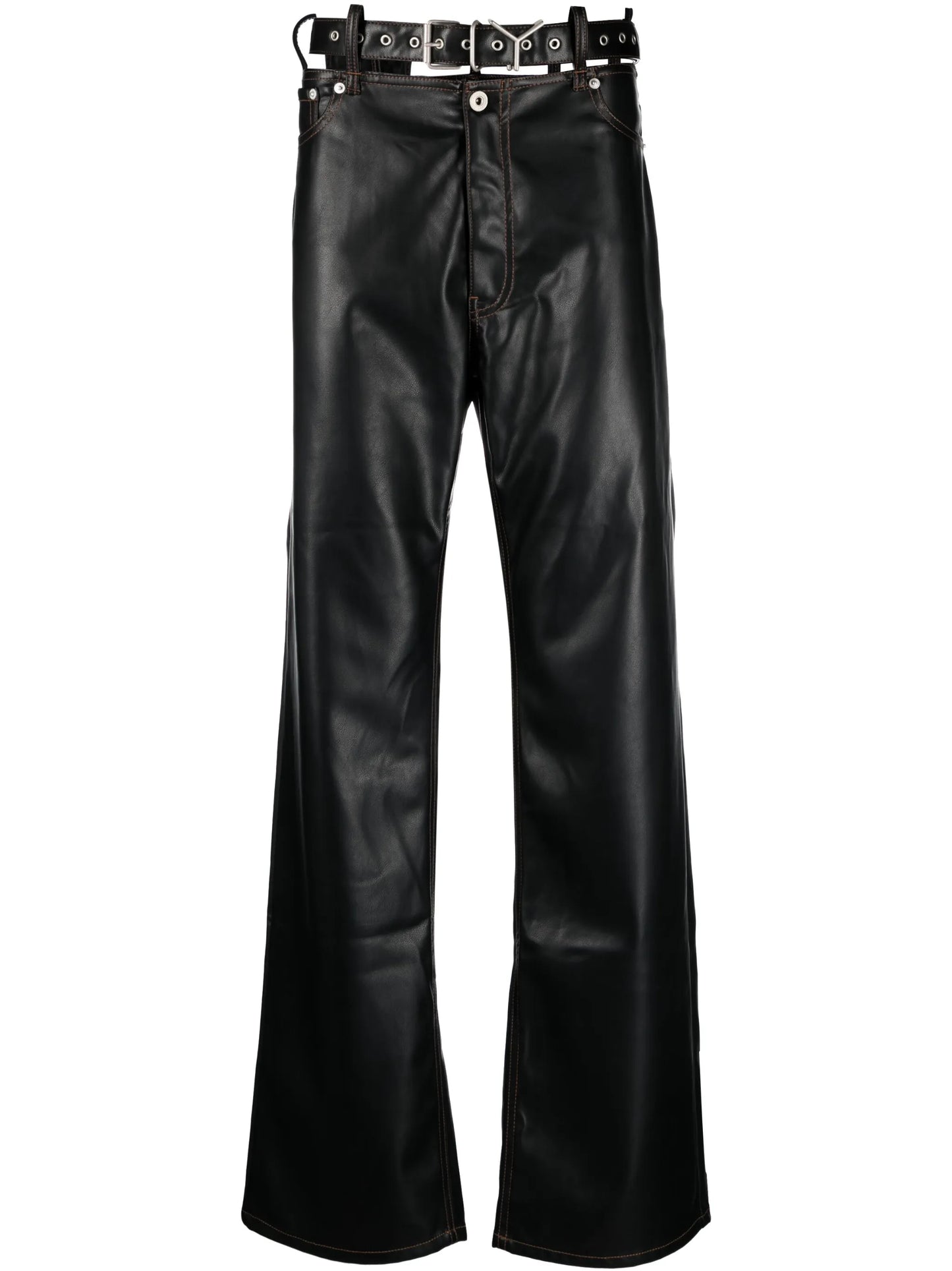 cut-out faux leather trousers