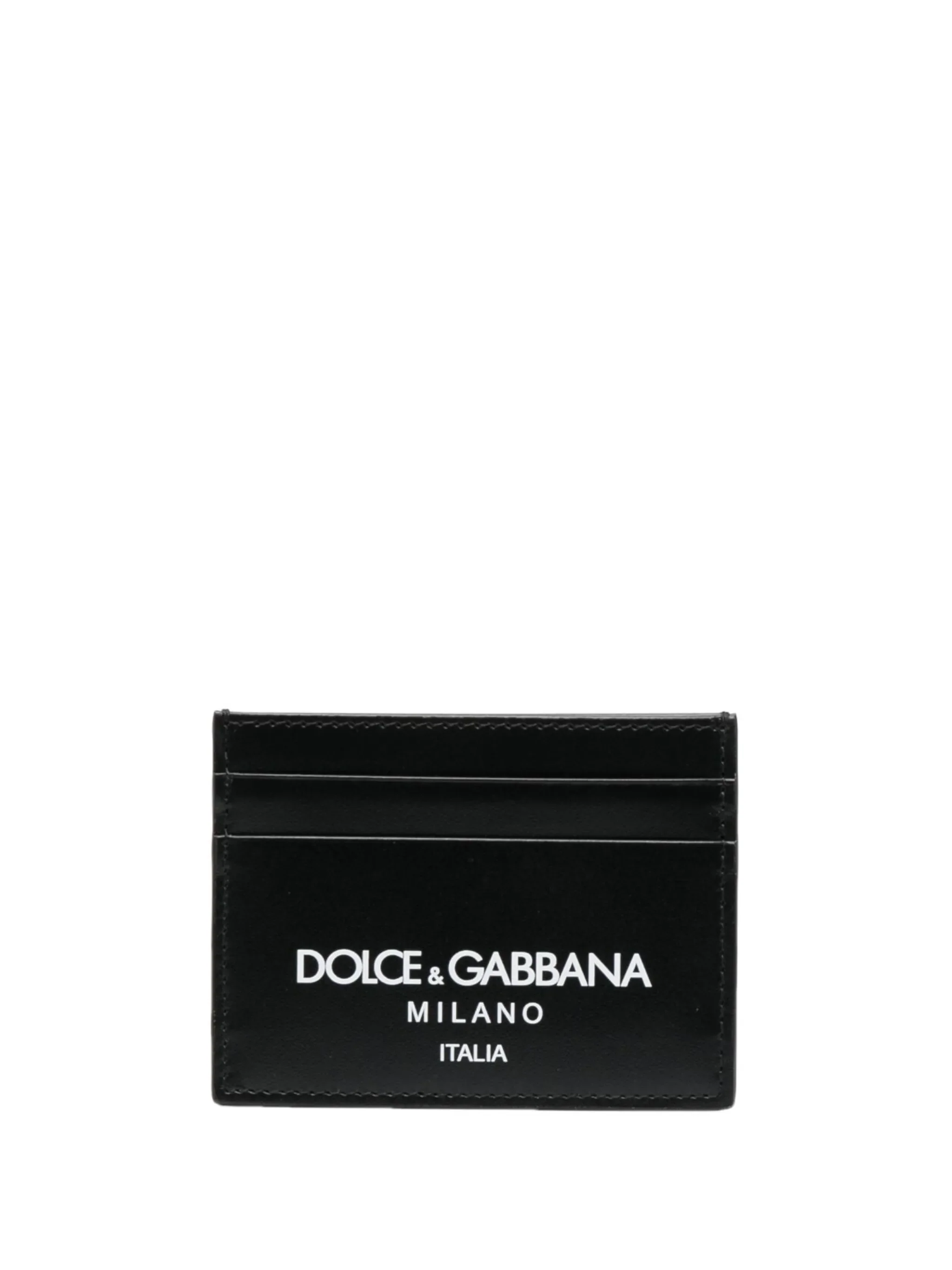 logo-print leather card holder