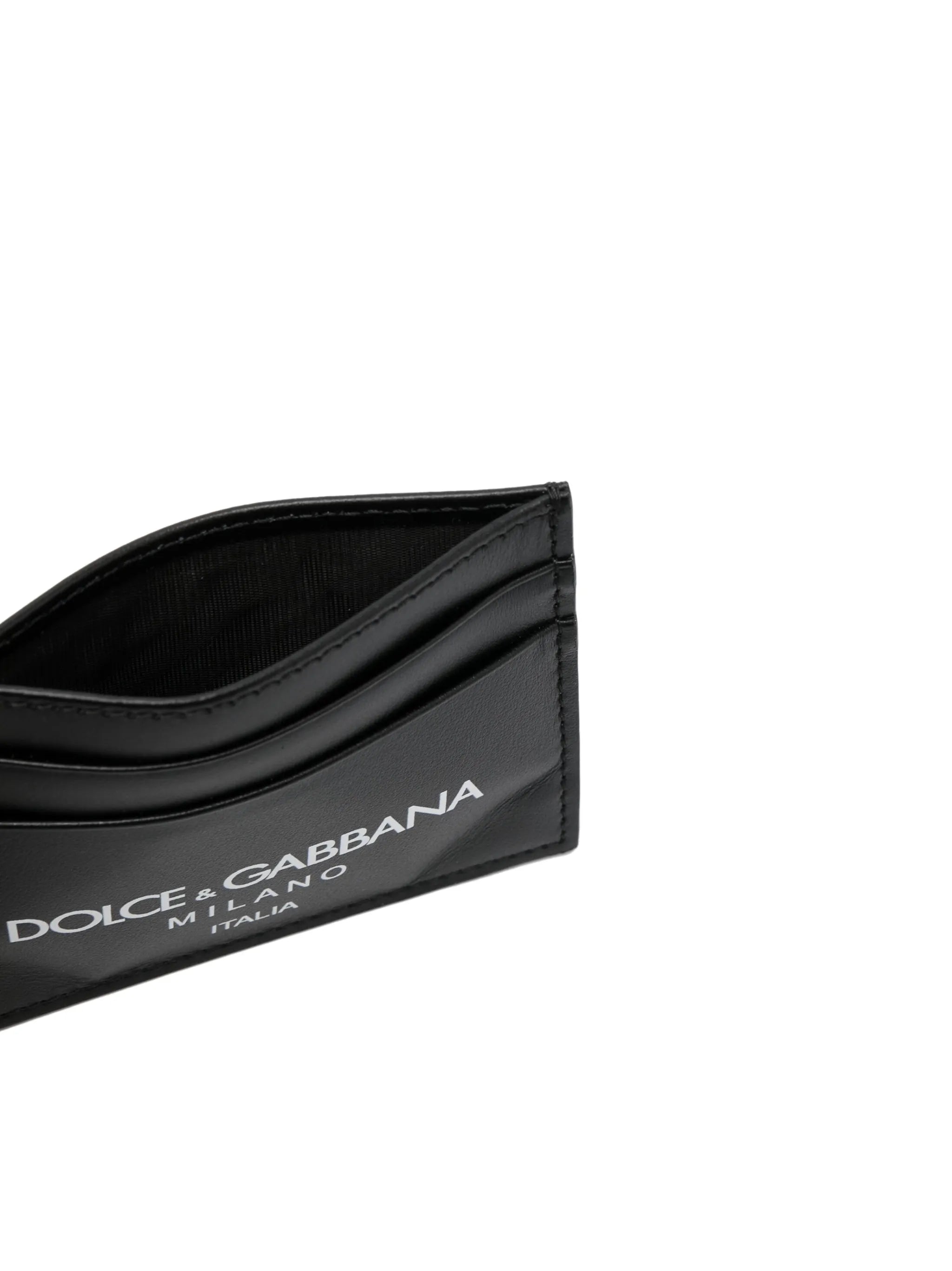 logo-print leather card holder
