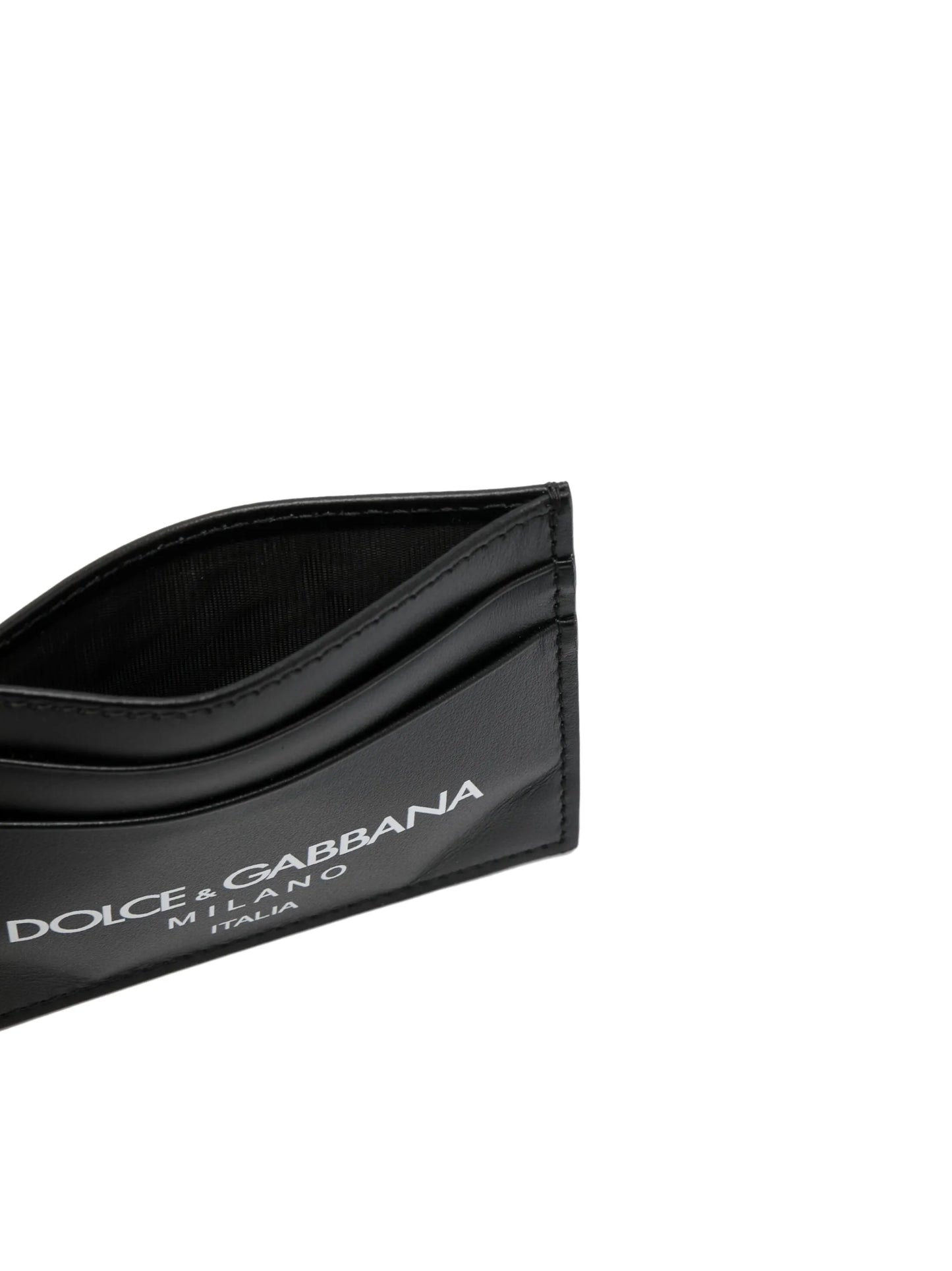 logo-print leather card holder