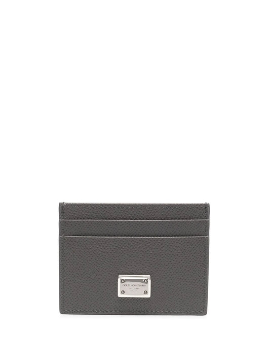 Dauphine logo-plaque leather cardholder