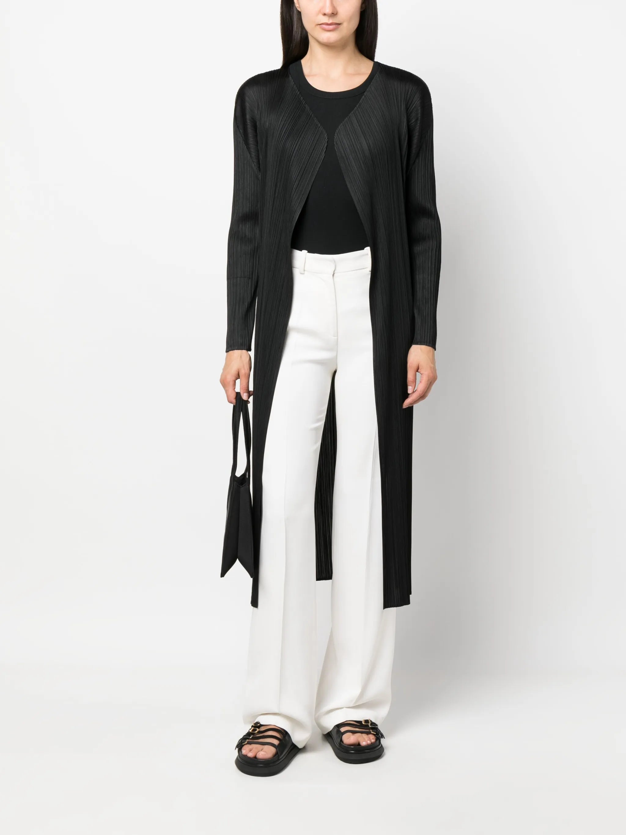 Monthly Colors plissé single-breasted coat