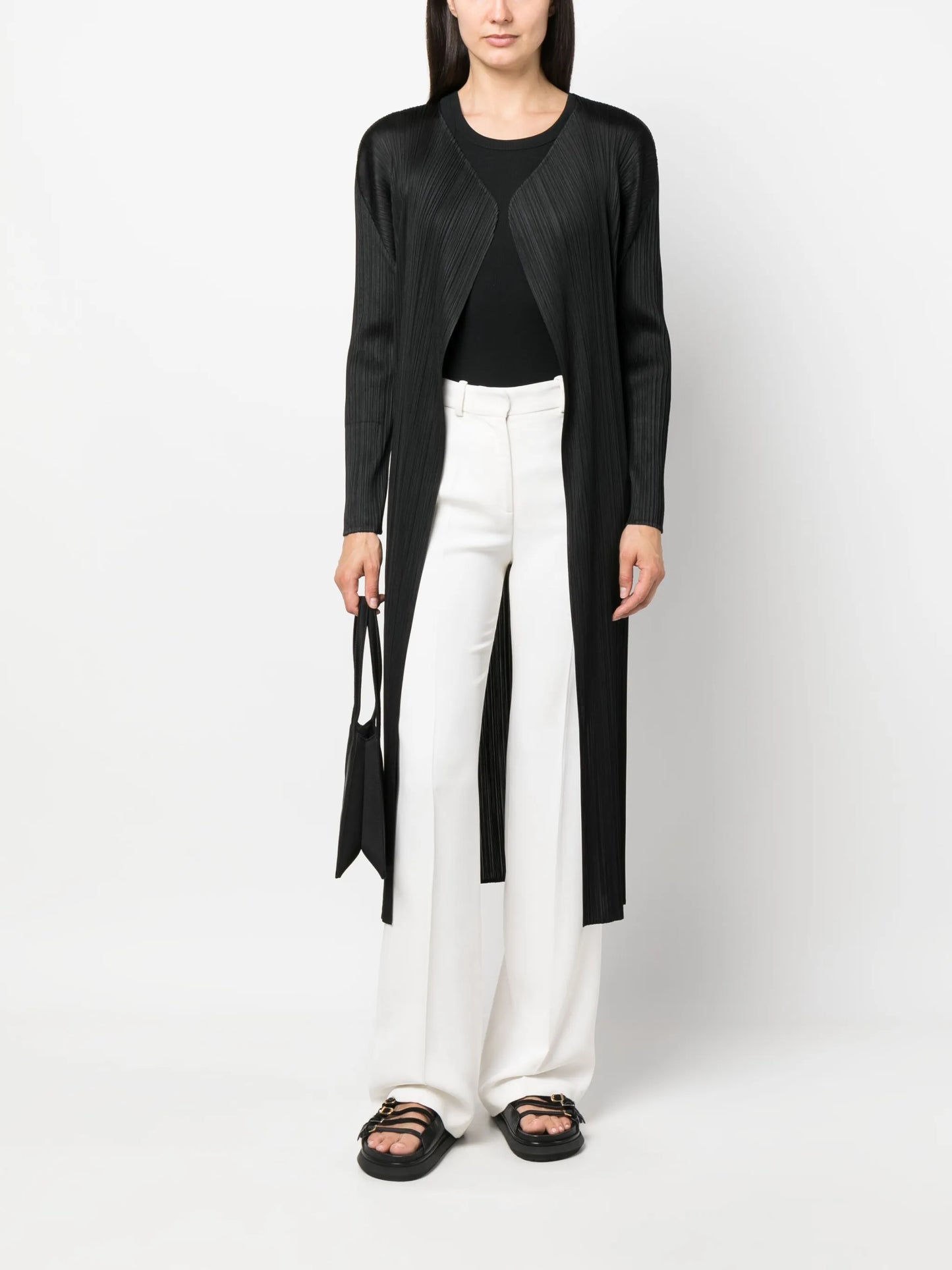 Monthly Colors plissé single-breasted coat