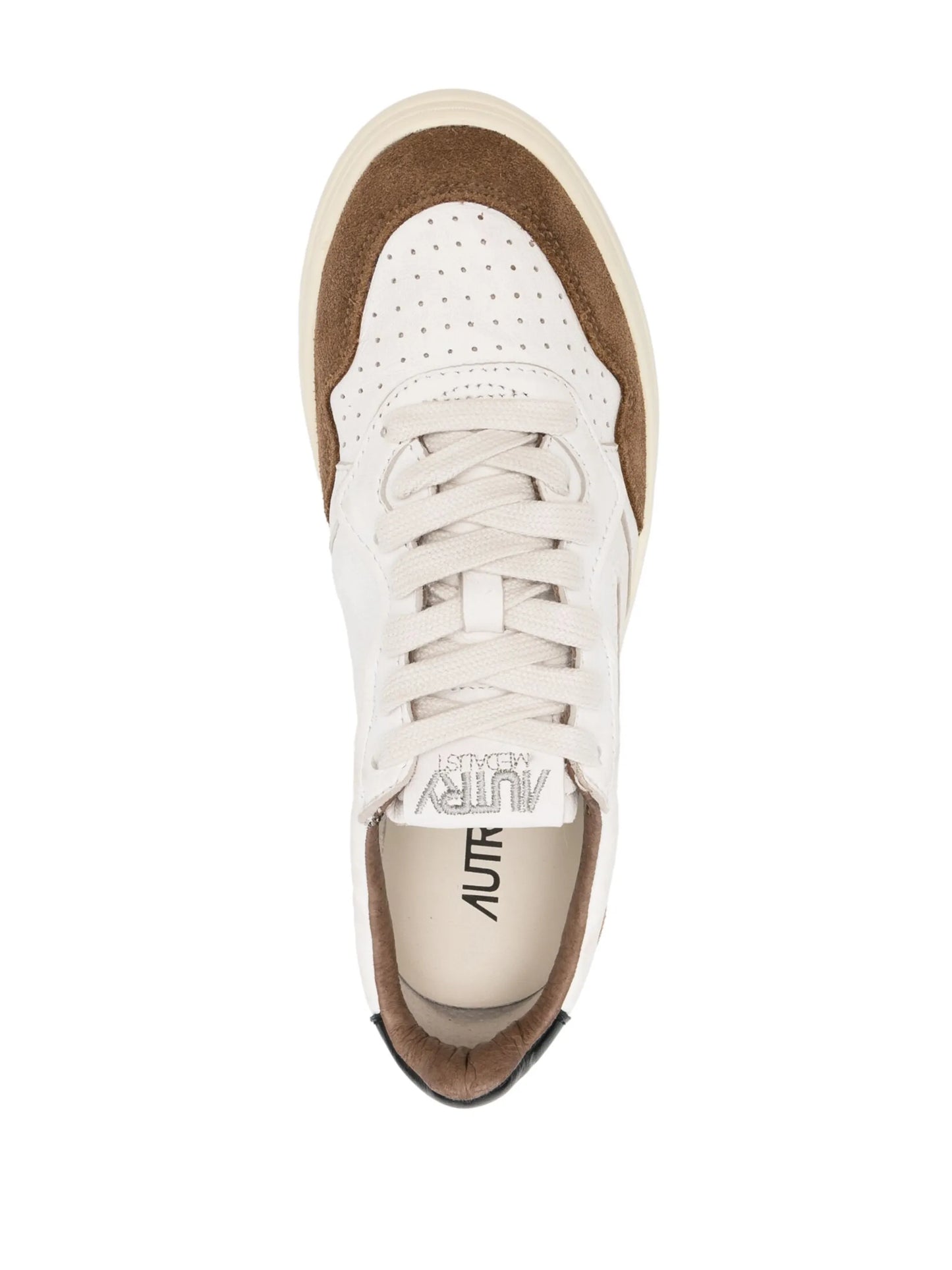 panelled perforated leather sneakers
