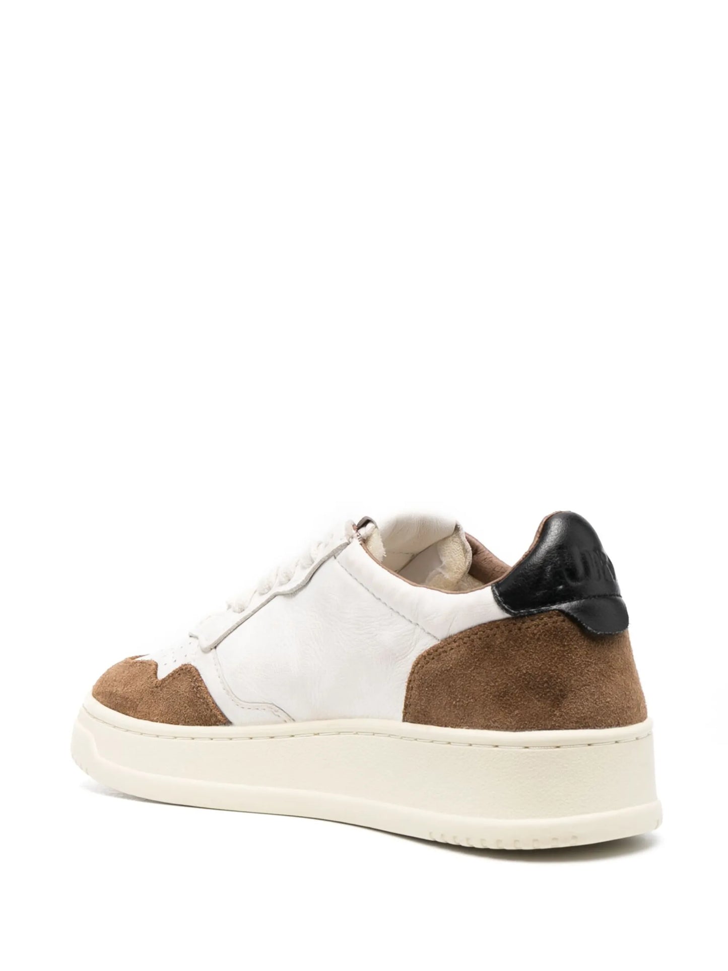 panelled perforated leather sneakers