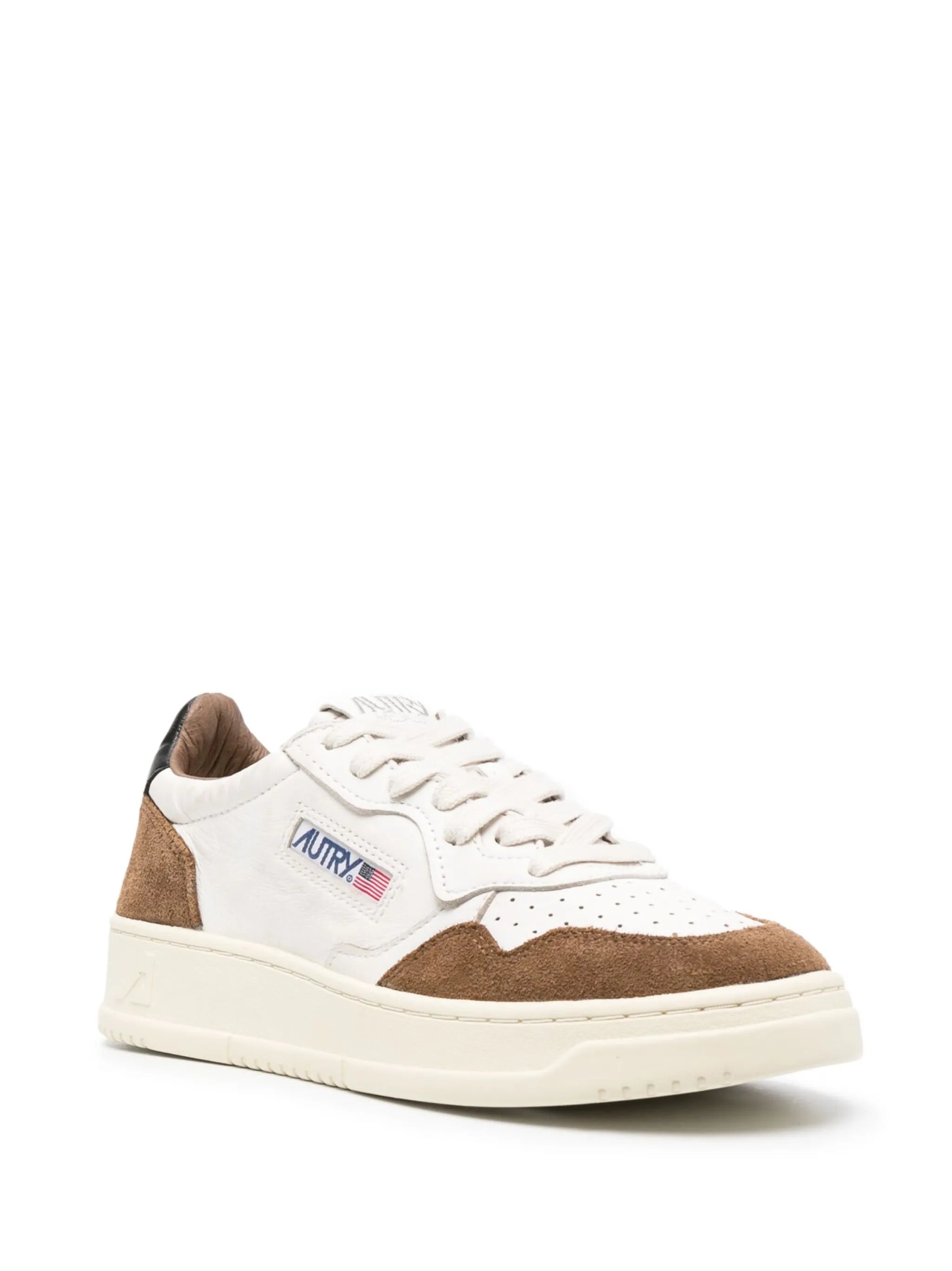 panelled perforated leather sneakers