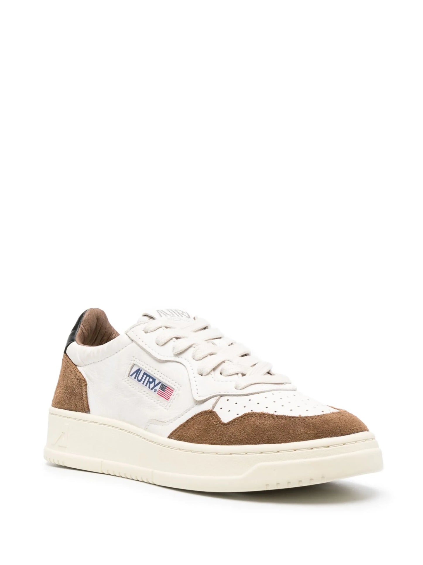 panelled perforated leather sneakers