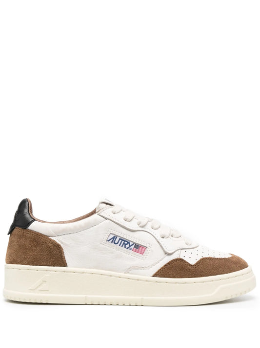panelled perforated leather sneakers