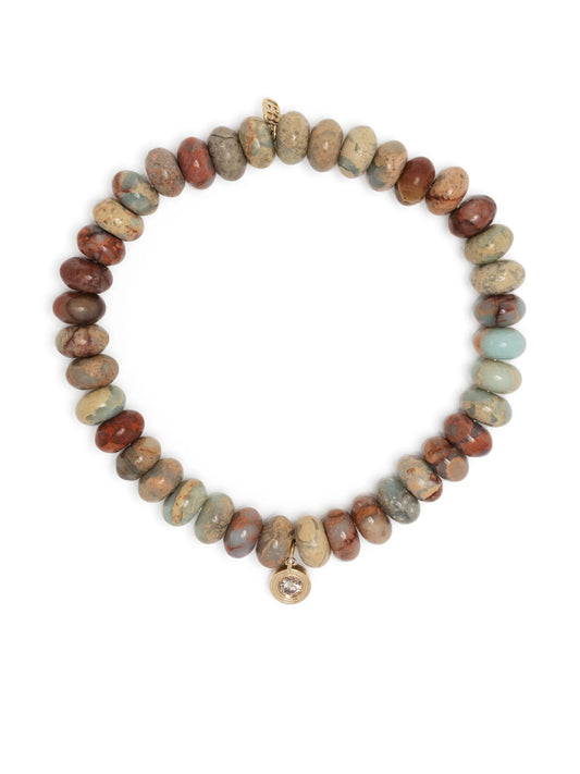 14kt yellow gold diamond charm jasper bracelet
