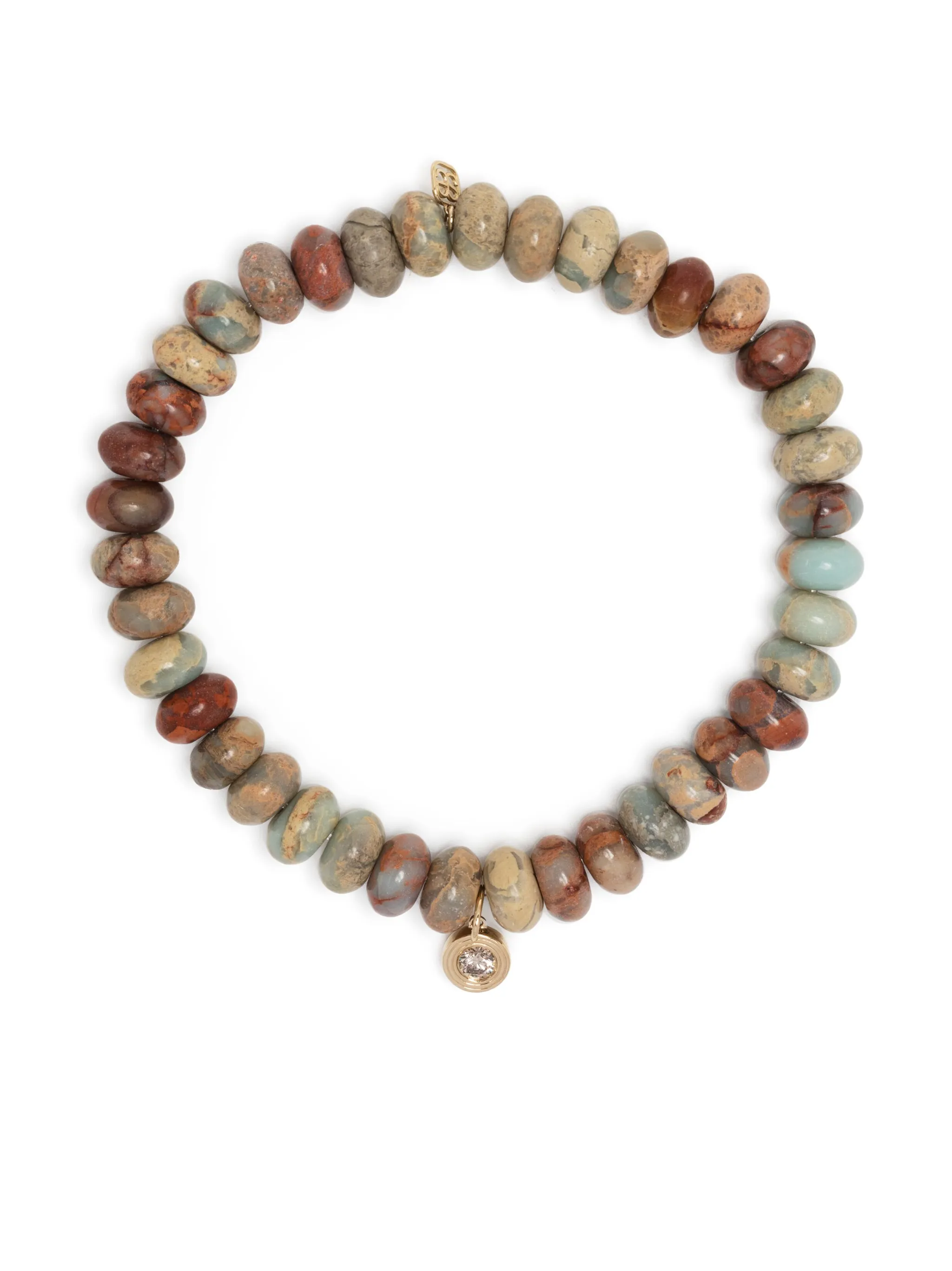 14kt yellow gold diamond charm jasper bracelet
