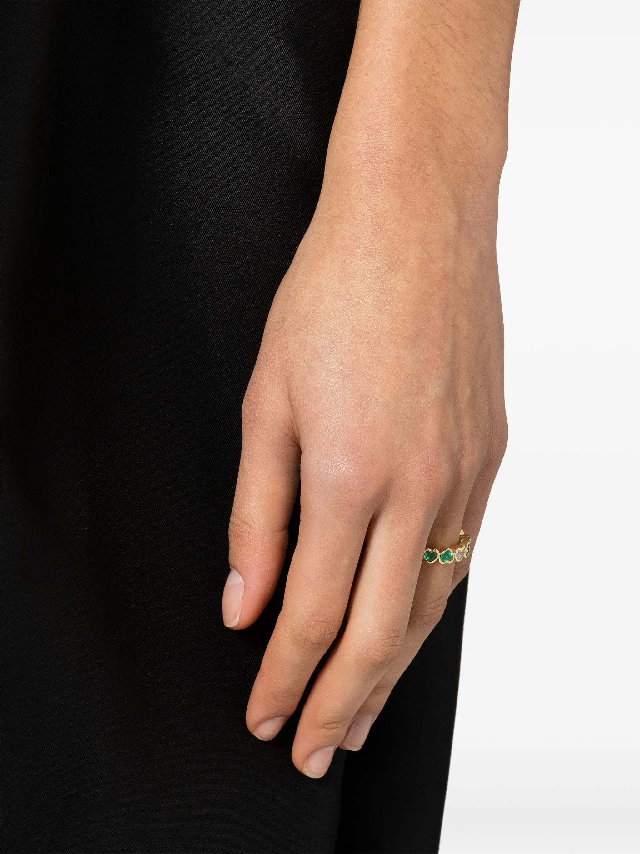 18K yellow gold ´heart diamond band ring