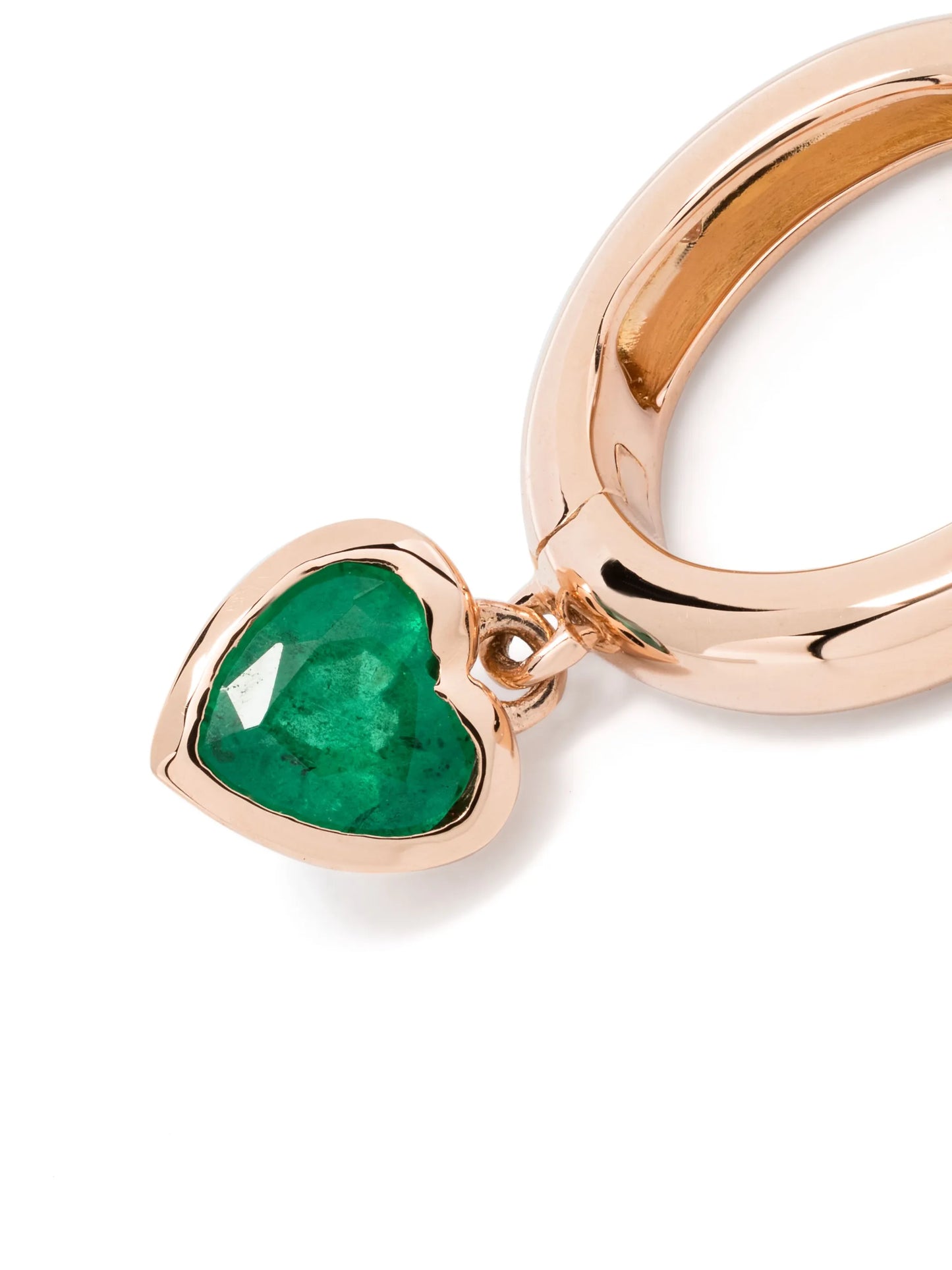 18kt Rose Gold Heart emerald single earring