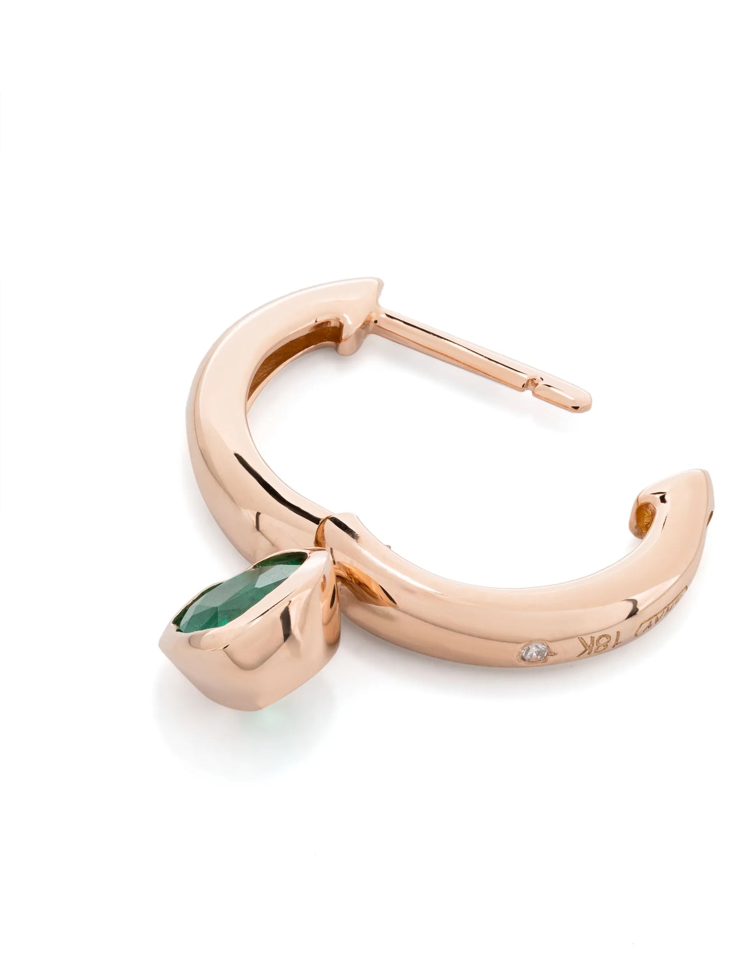 18K rose gold heart emerald single earring