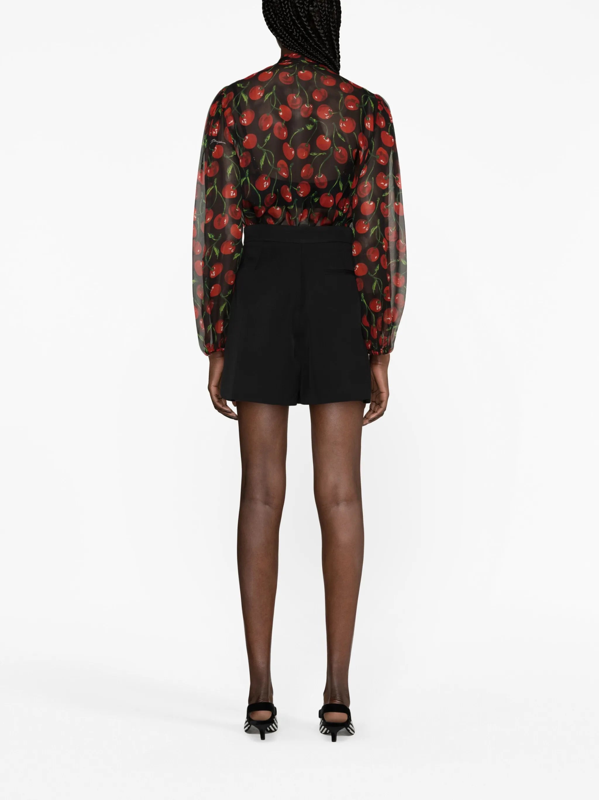 cherry-print silk blouse