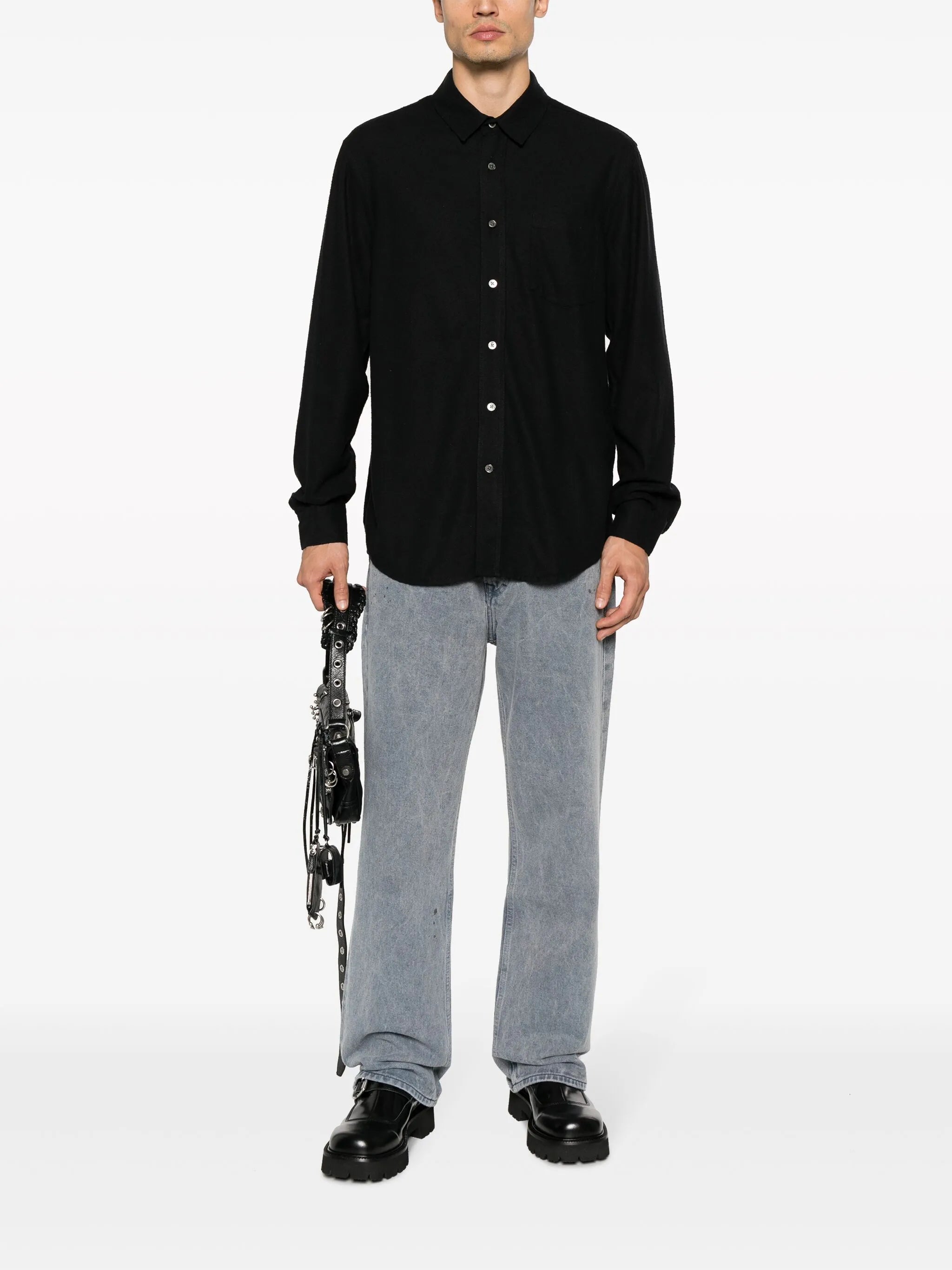 long-sleeve silk shirt