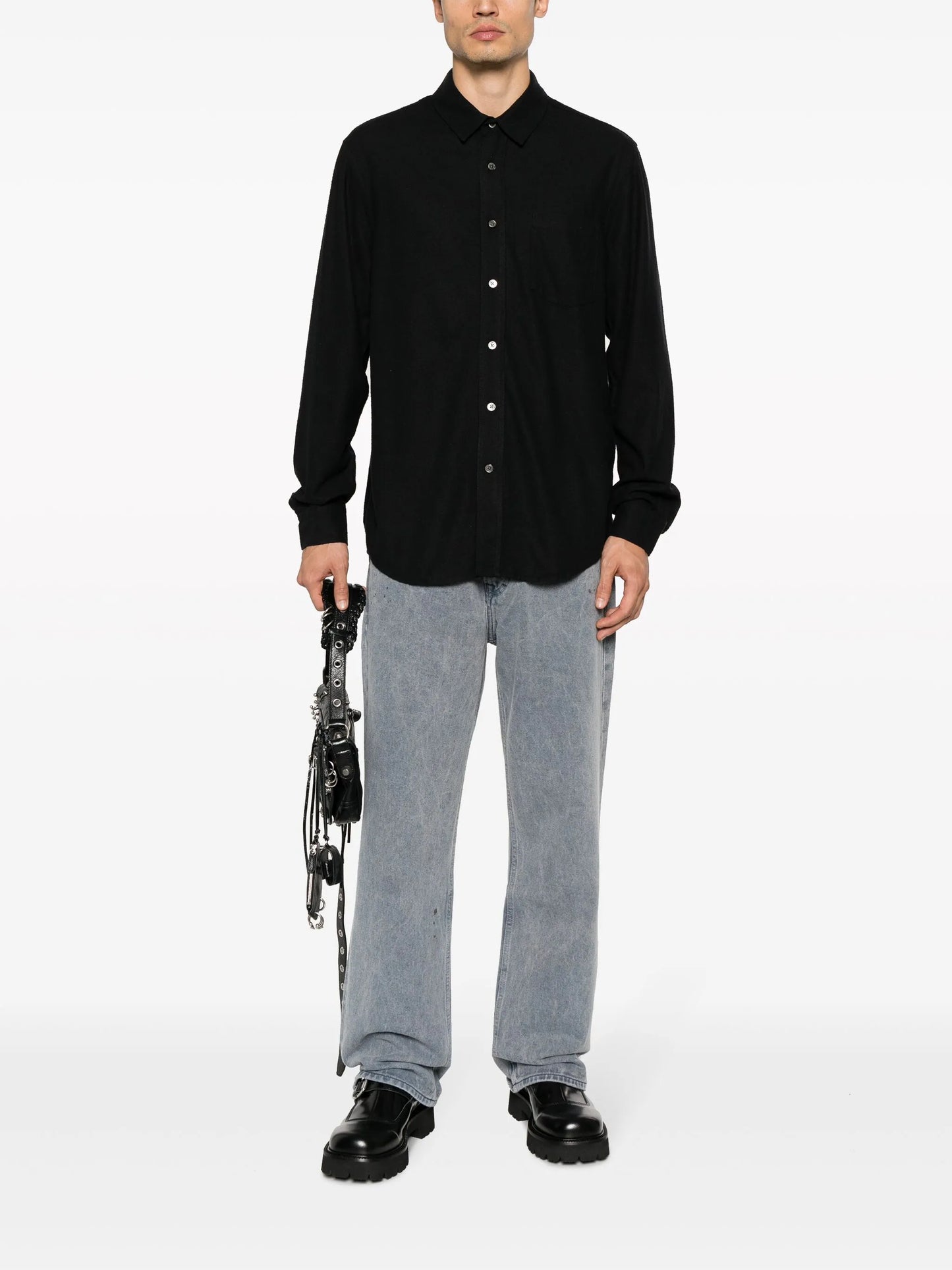 long-sleeve silk shirt
