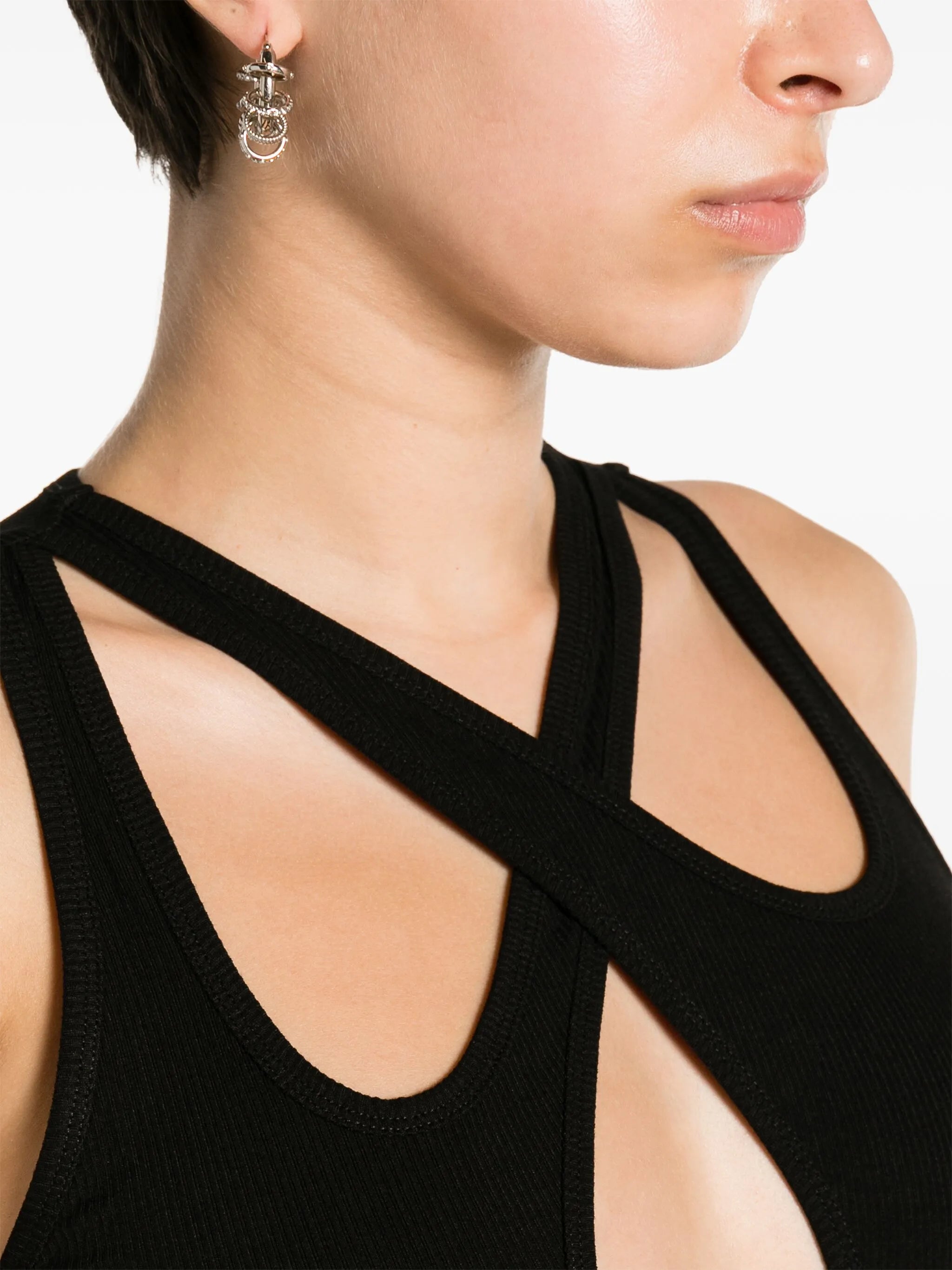cut-out fine-ribbed maxi dress