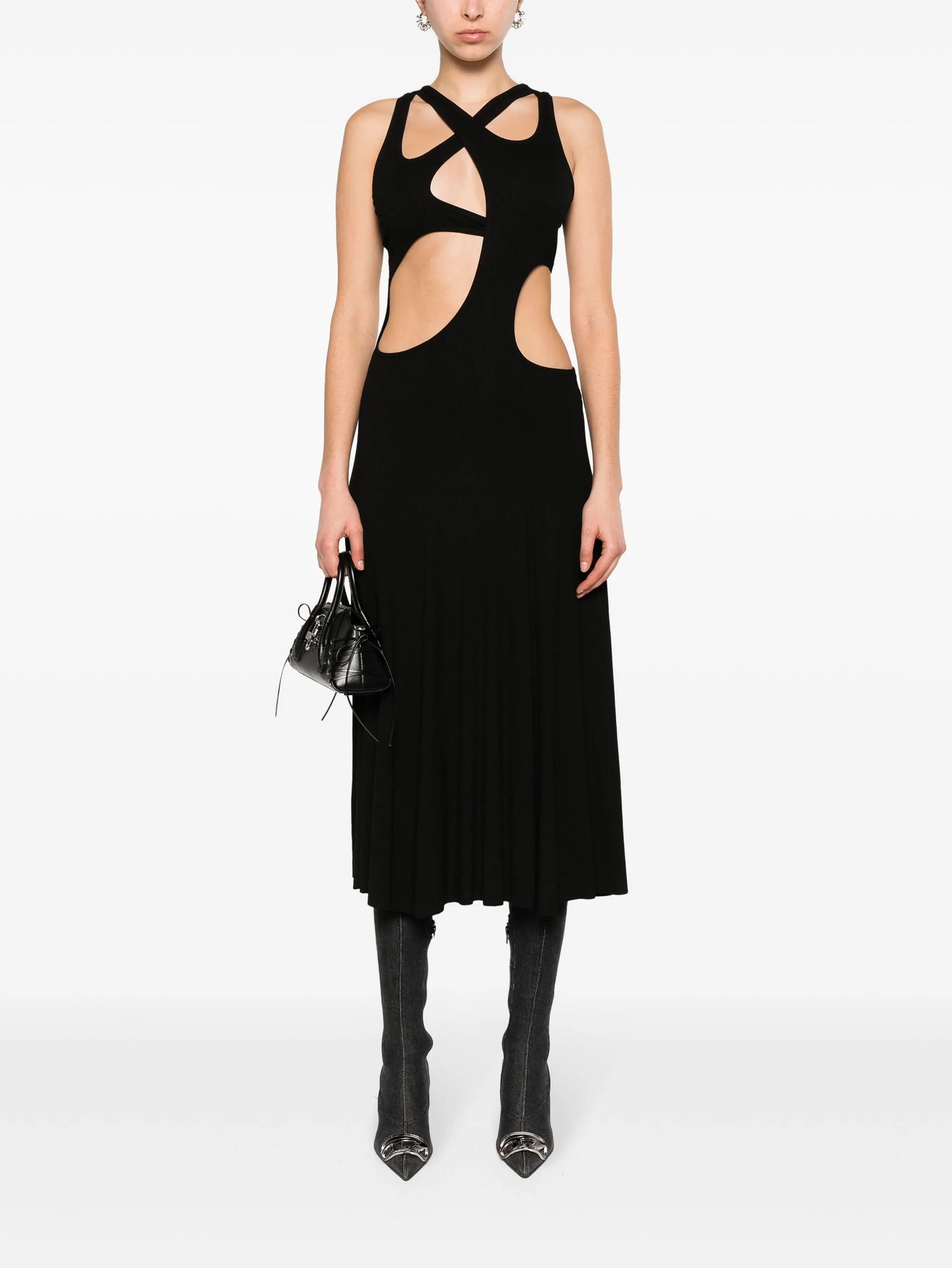 cut-out fine-ribbed maxi dress