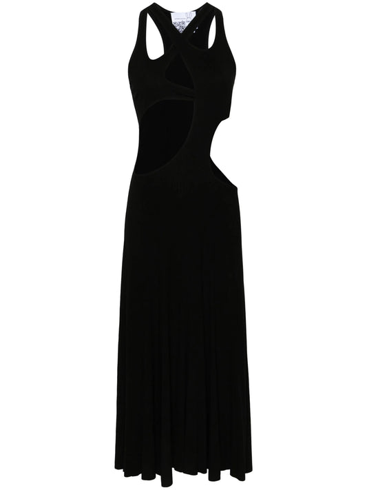 cut-out fine-ribbed maxi dress