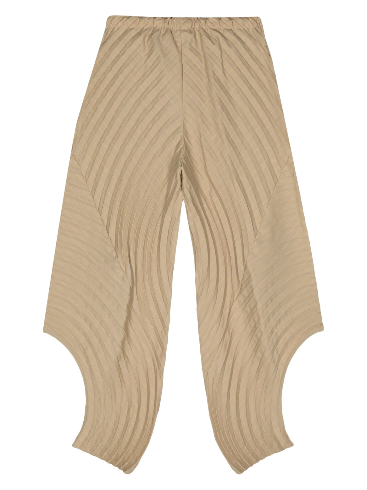 Curved Pleats striped trousers