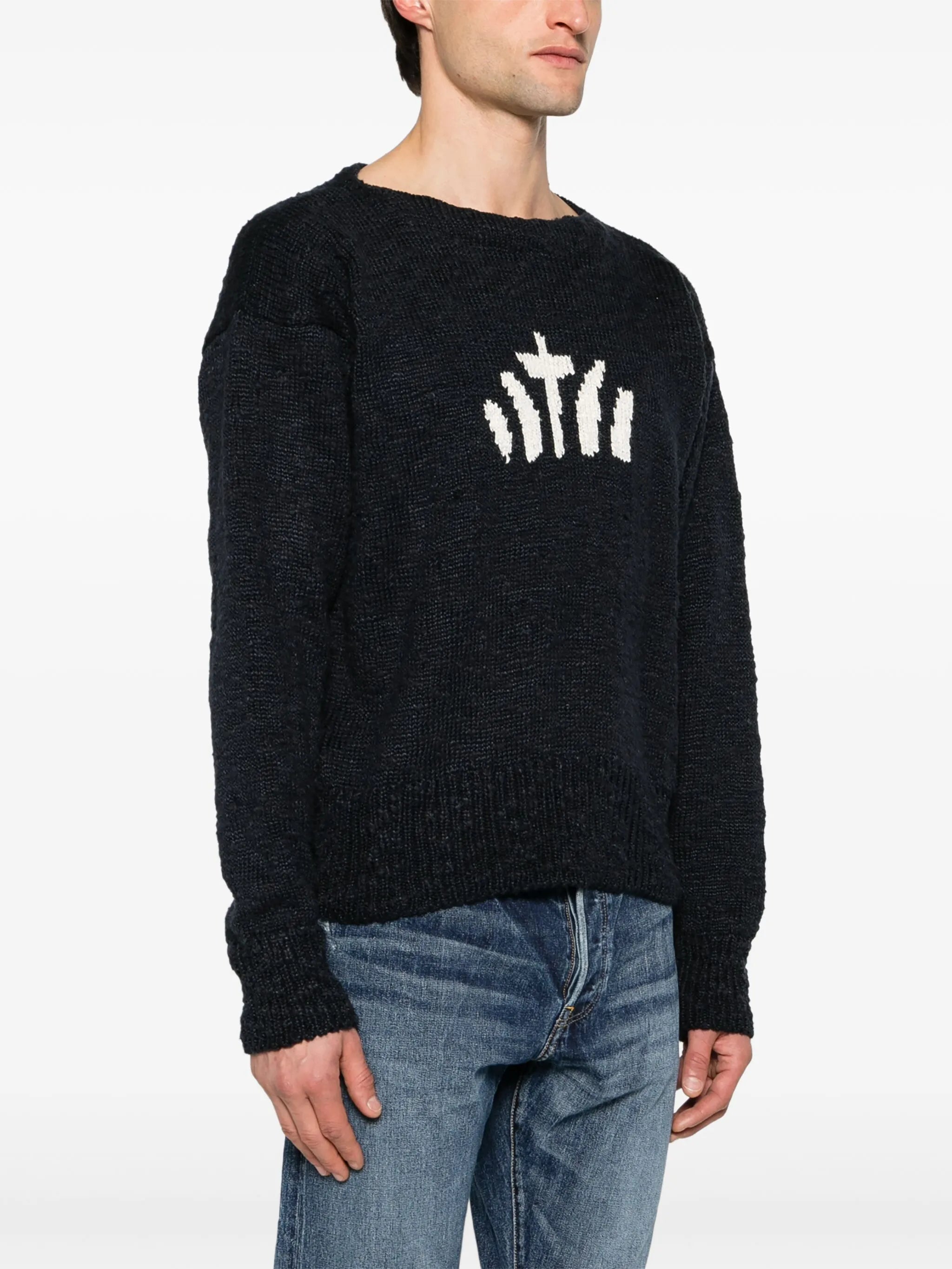 intarsia-knit silk-blend jumper