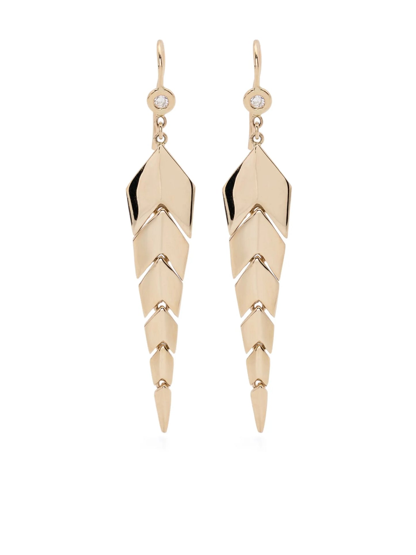 14CT yellow gold small Fishtail diamond earrings