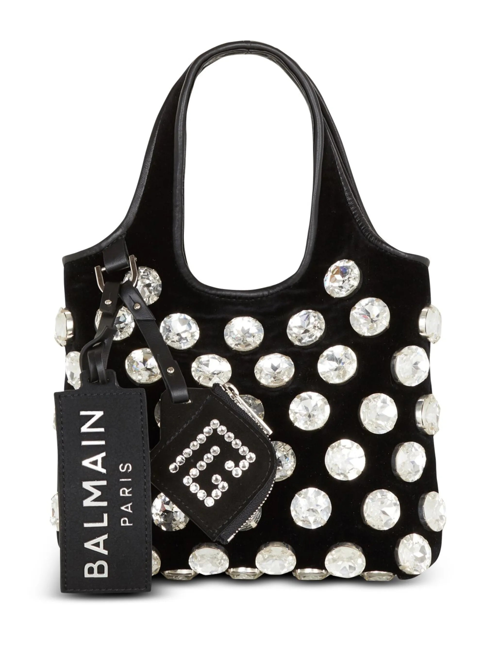 crystal-embellished velvet tote bag
