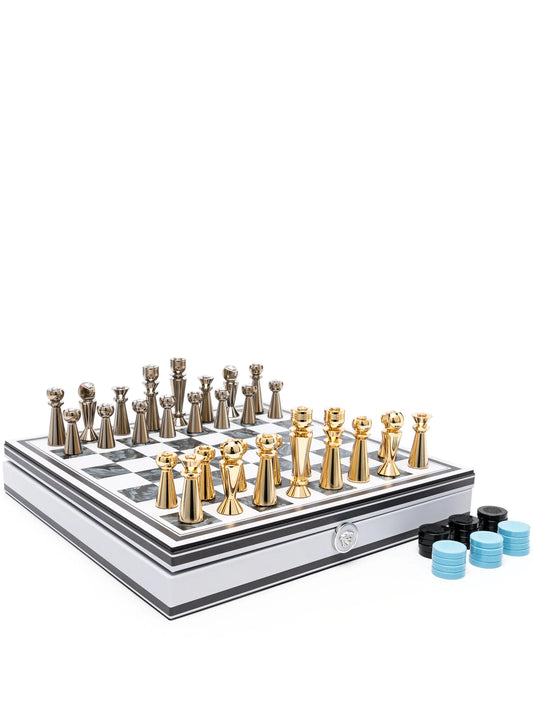 Barocco-print wood chess set (41cm x 41cm)