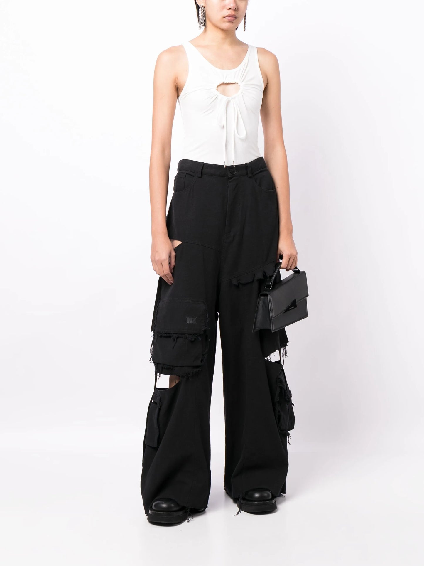 cut-out cargo jeans