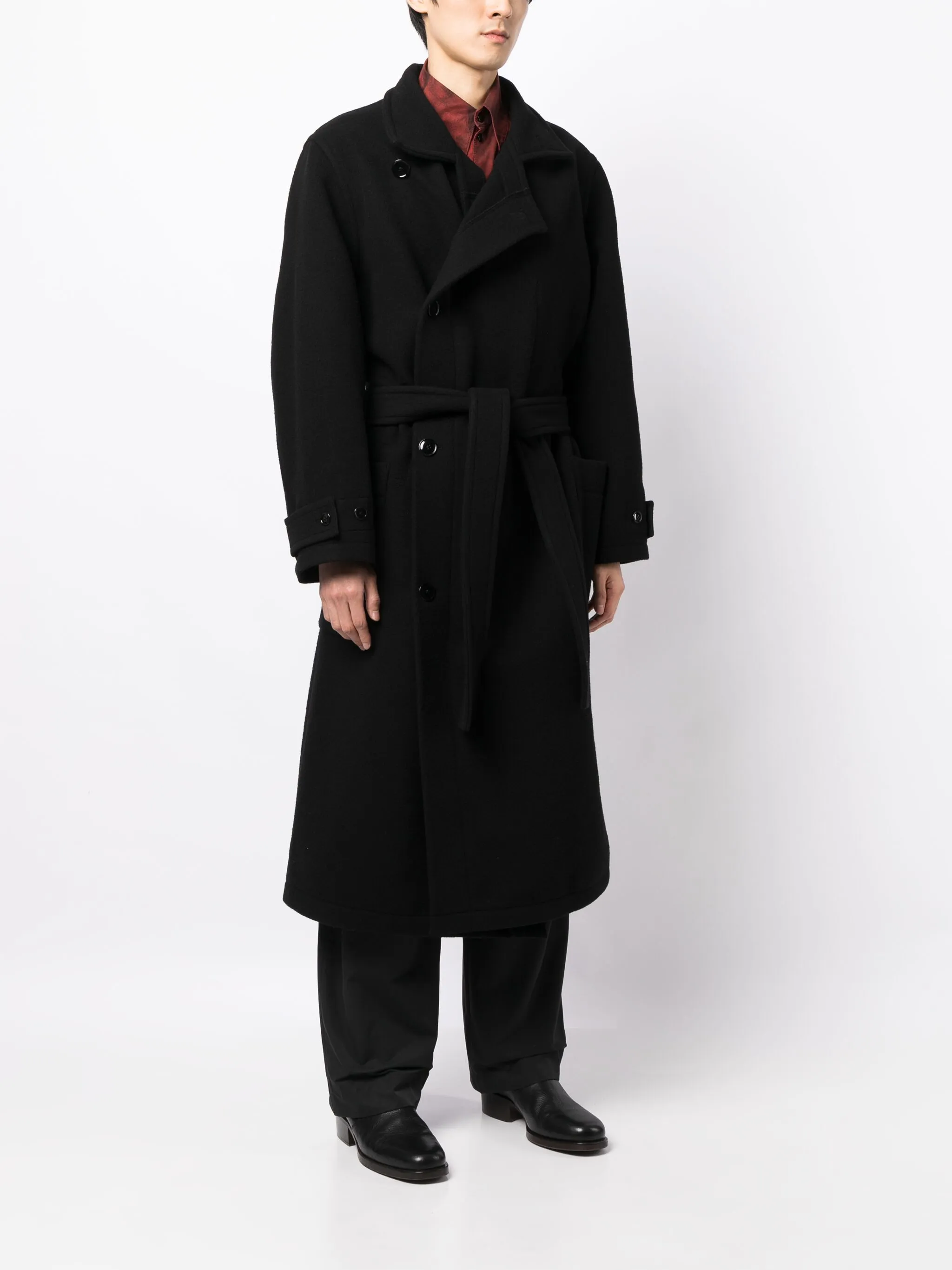 Wrap coat in double wool