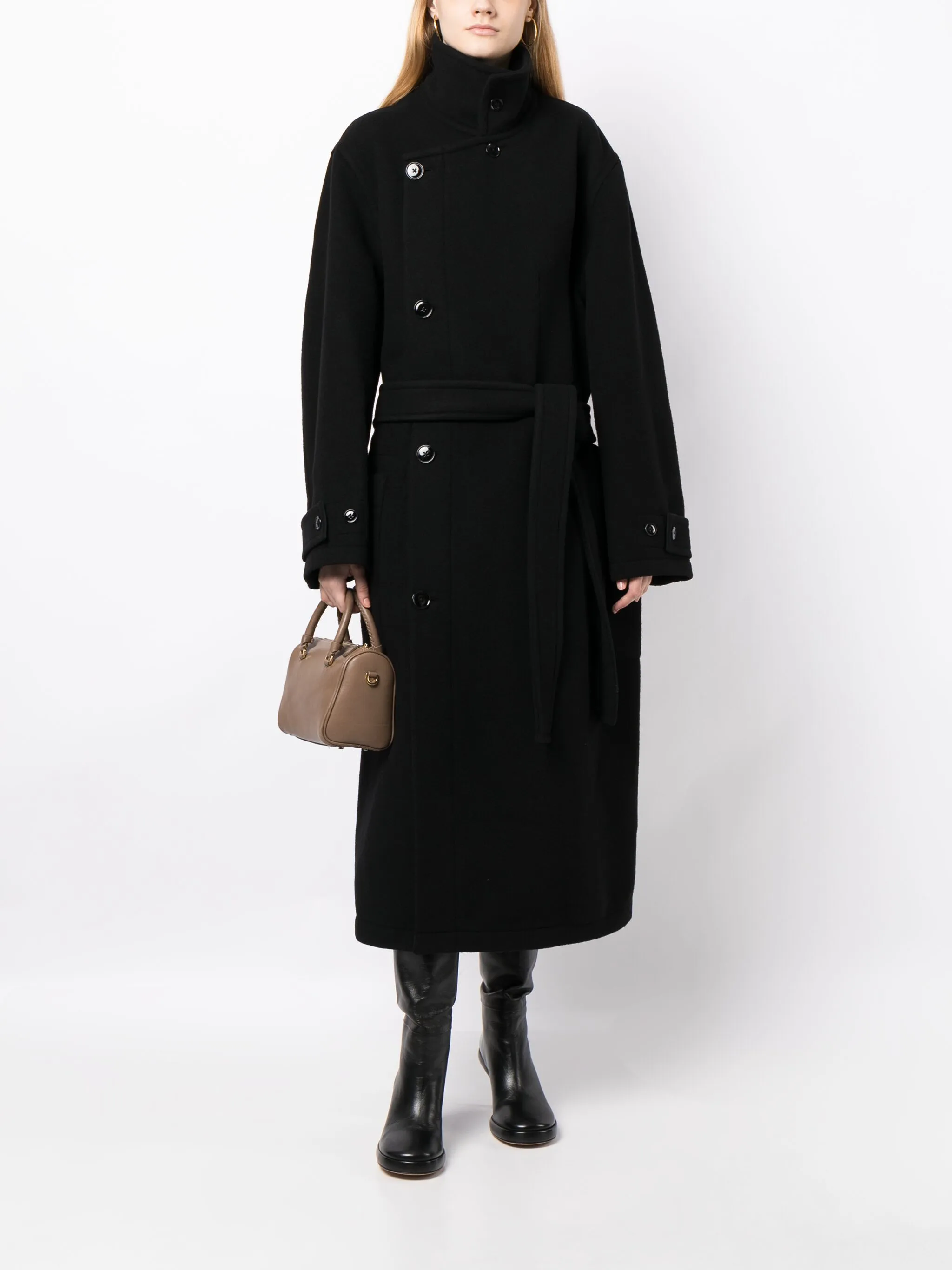 Wrap coat in double wool