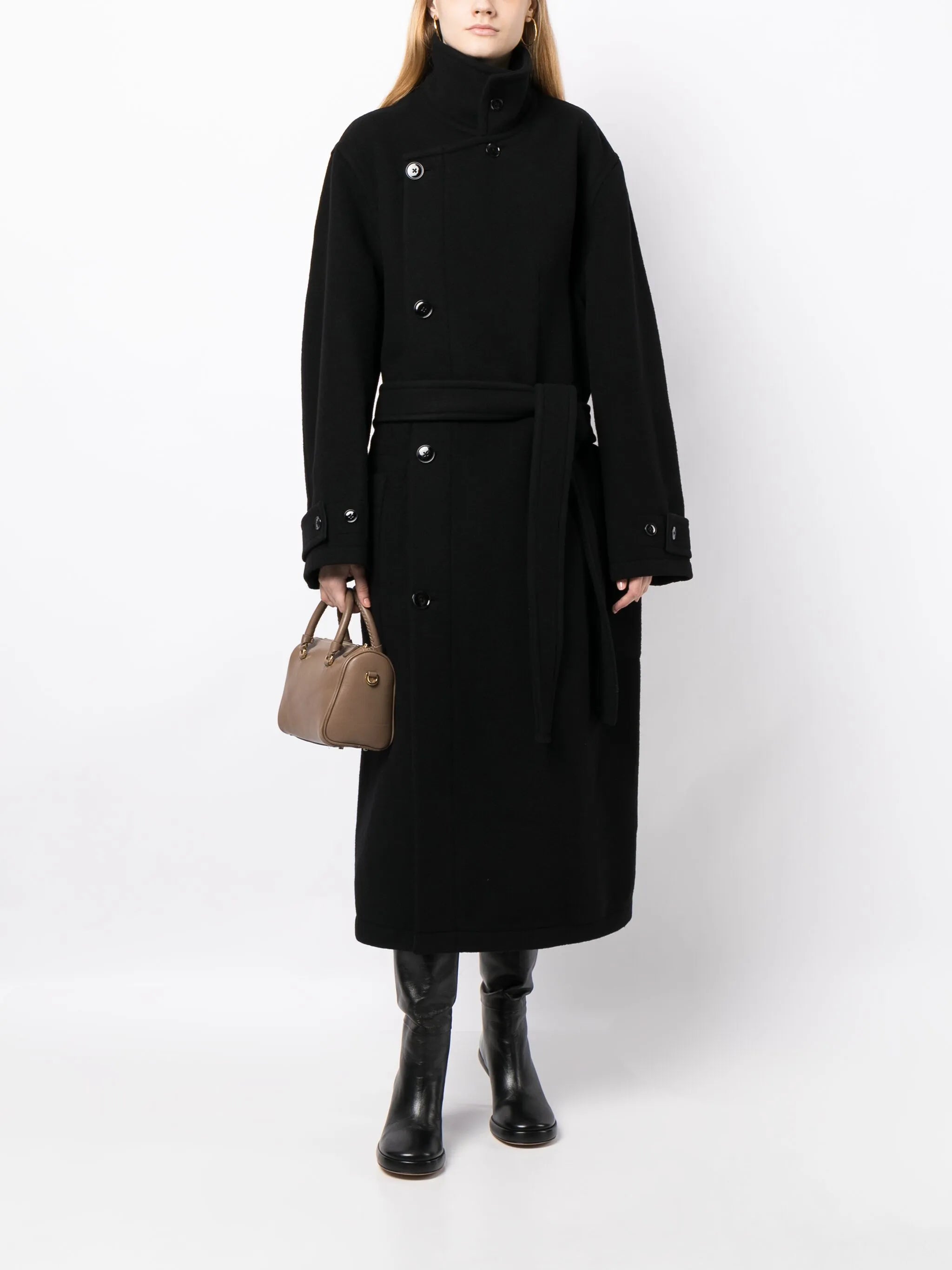 Wrap coat in double wool