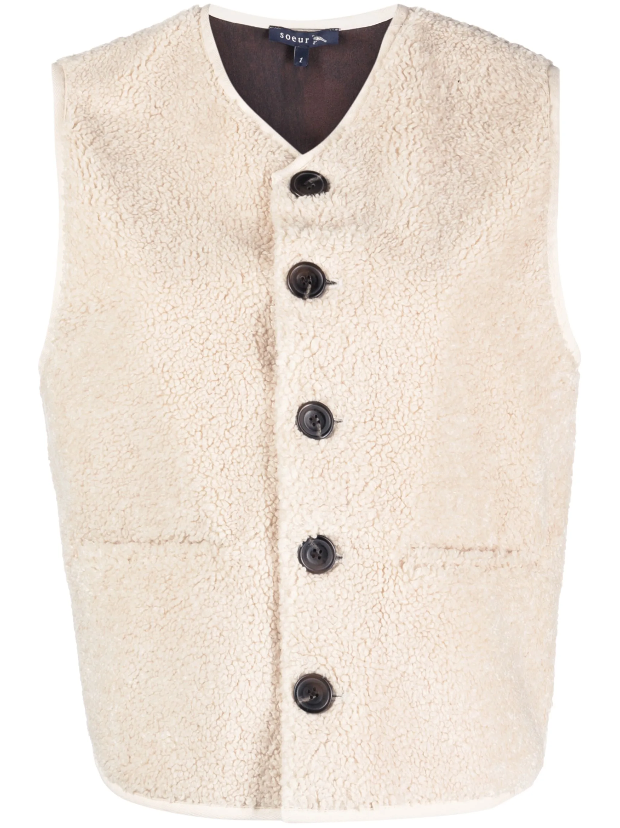 V-neck faux-shearling vest
