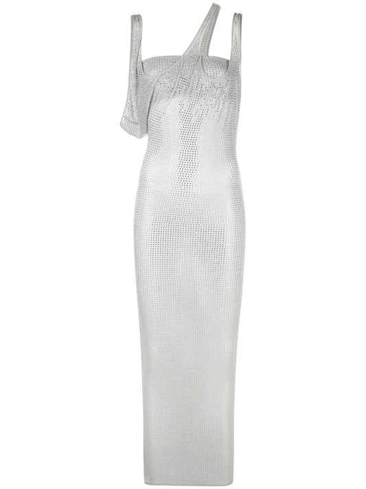 crystal-embellished semi-sheer dress