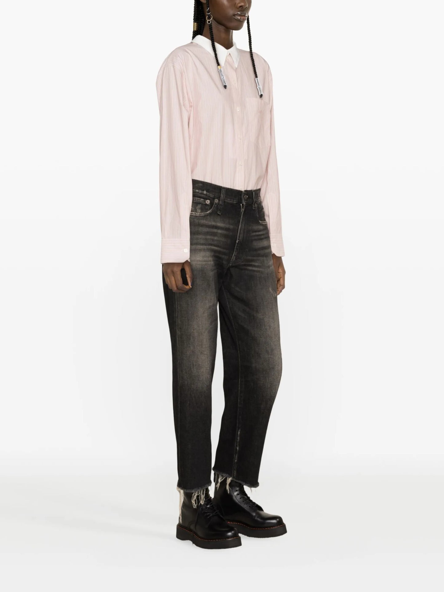 distressed straight-leg jeans