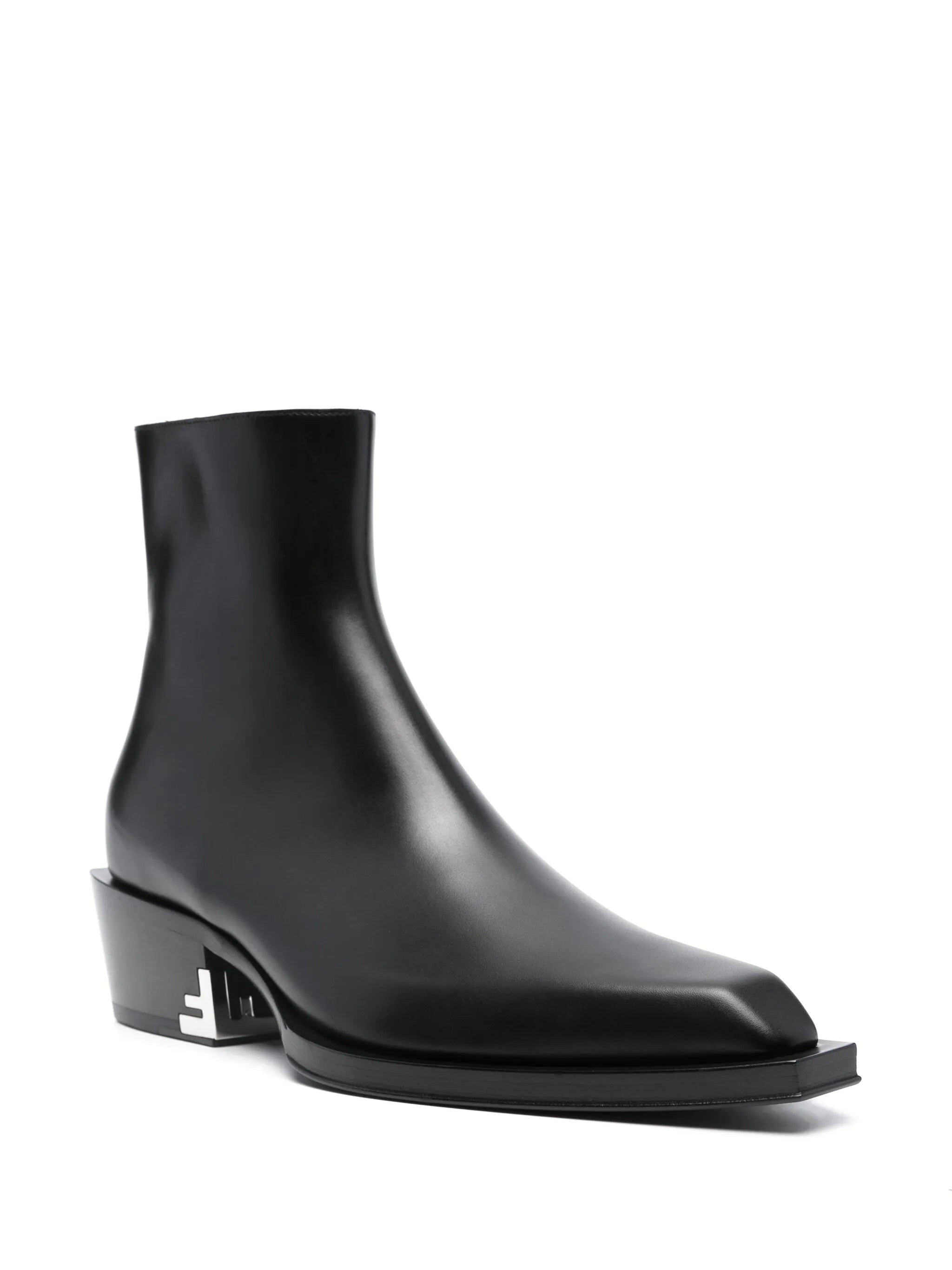 Cuban-heel leather ankle boots