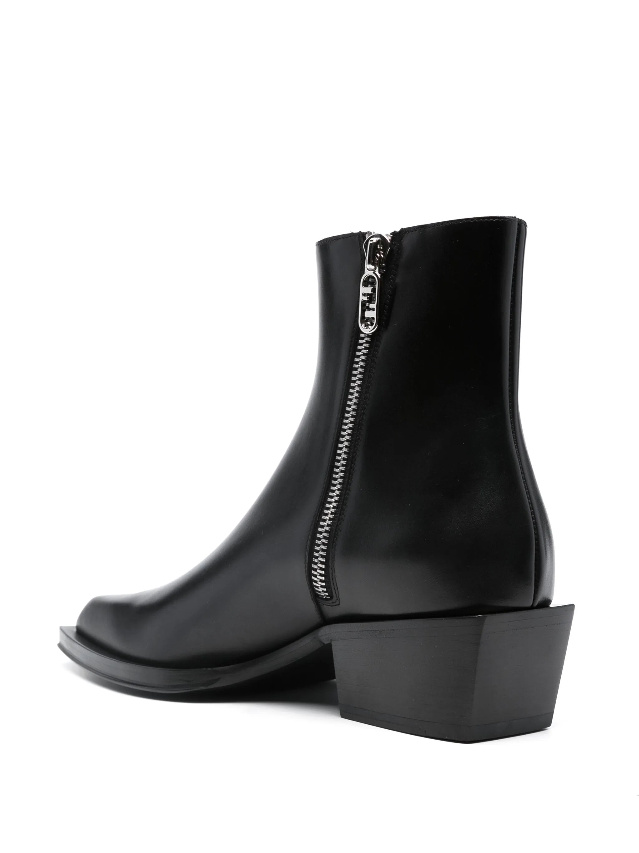 Cuban-heel leather ankle boots
