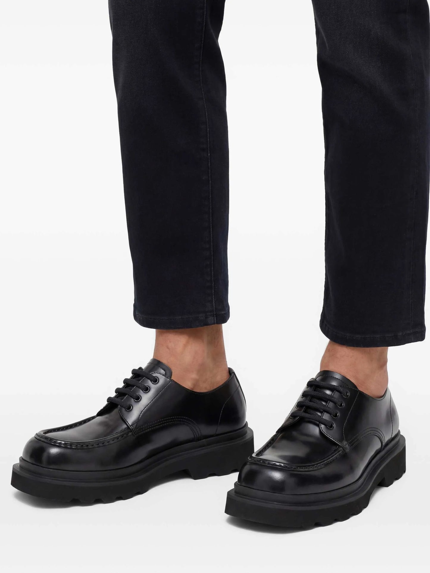 square-toe leather derby shoes
