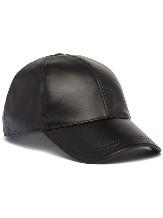 triangle-logo leather baseball cap