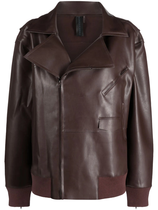 oversized zip-up biker jacket