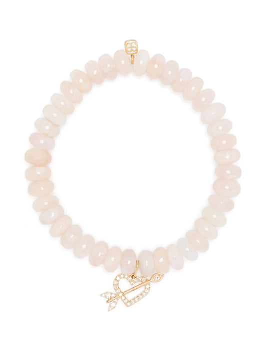 14kt yellow-gold morganite and diamond beaded bracelet
