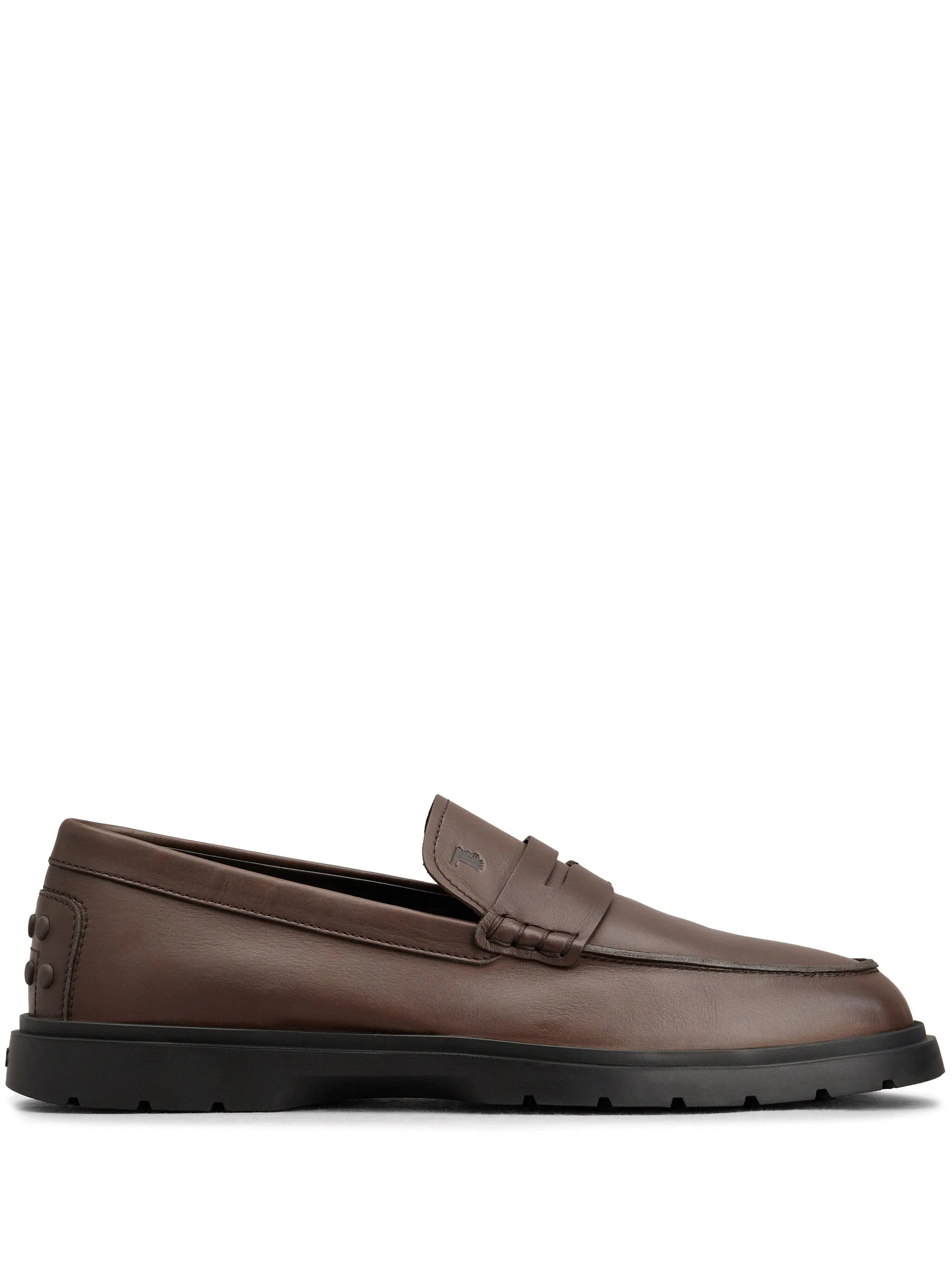 logo-debossed leather loafers