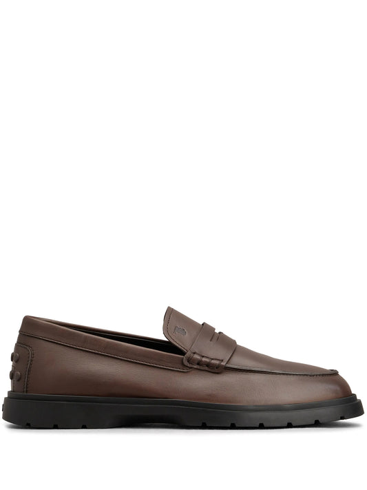 logo-debossed leather loafers
