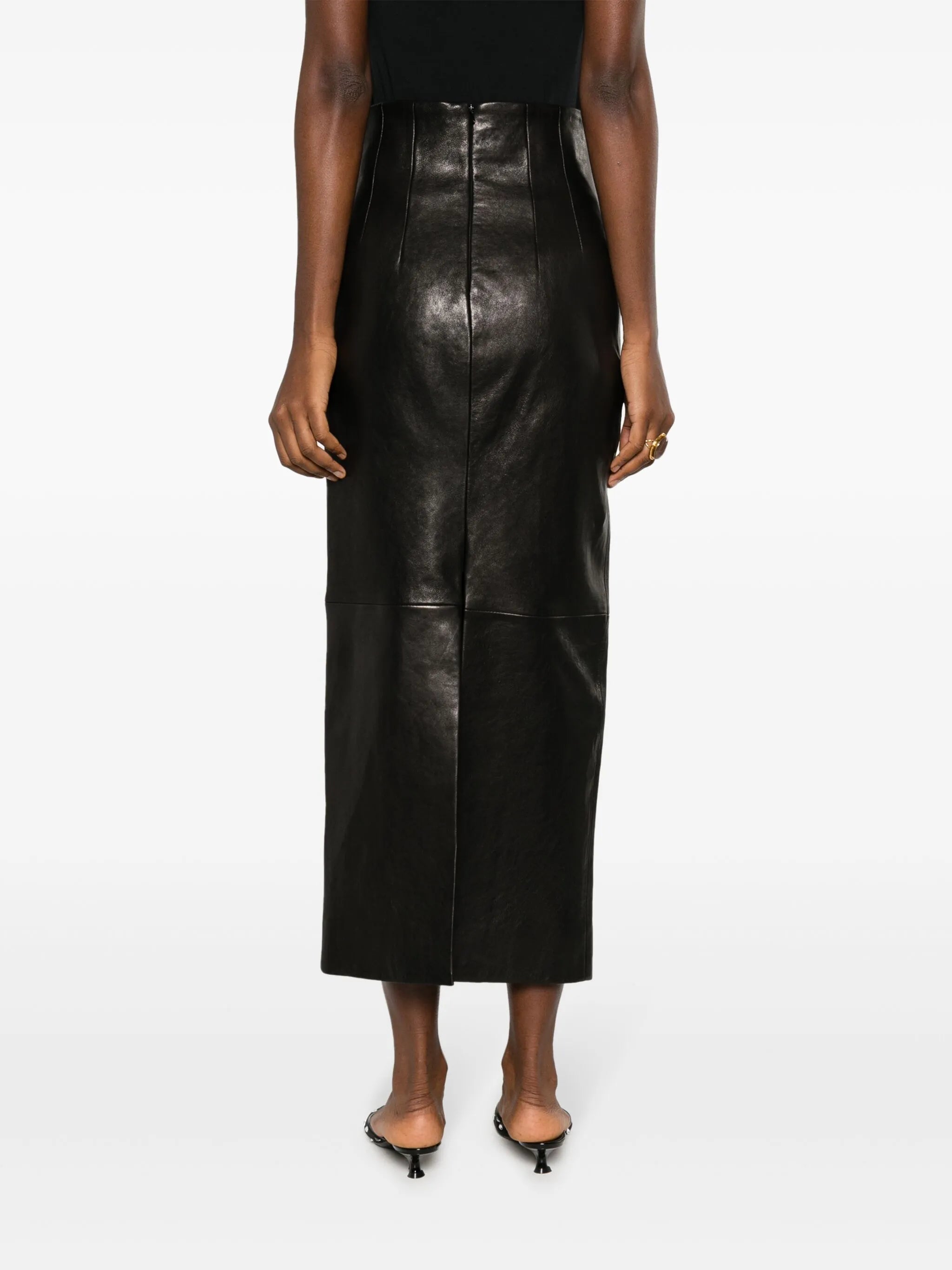 The Loxley leather midi skirt